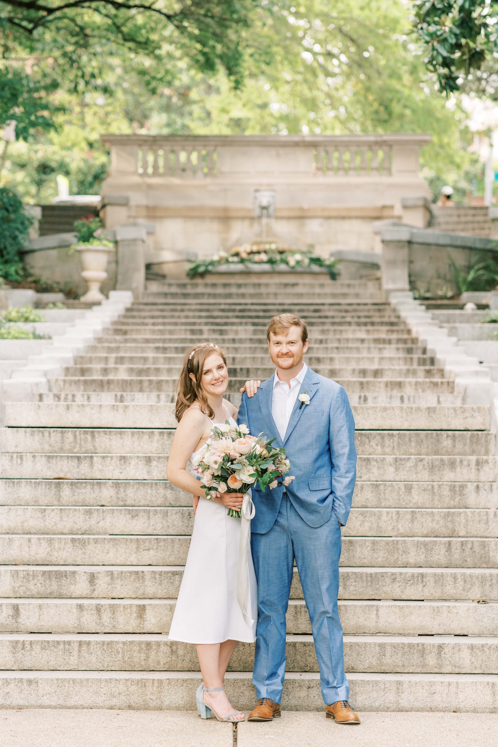 An intimate elopement wedding at the Spanish Steps in the Kalorama neighborhood of Washington, DC; complete with a newlywed picnic!