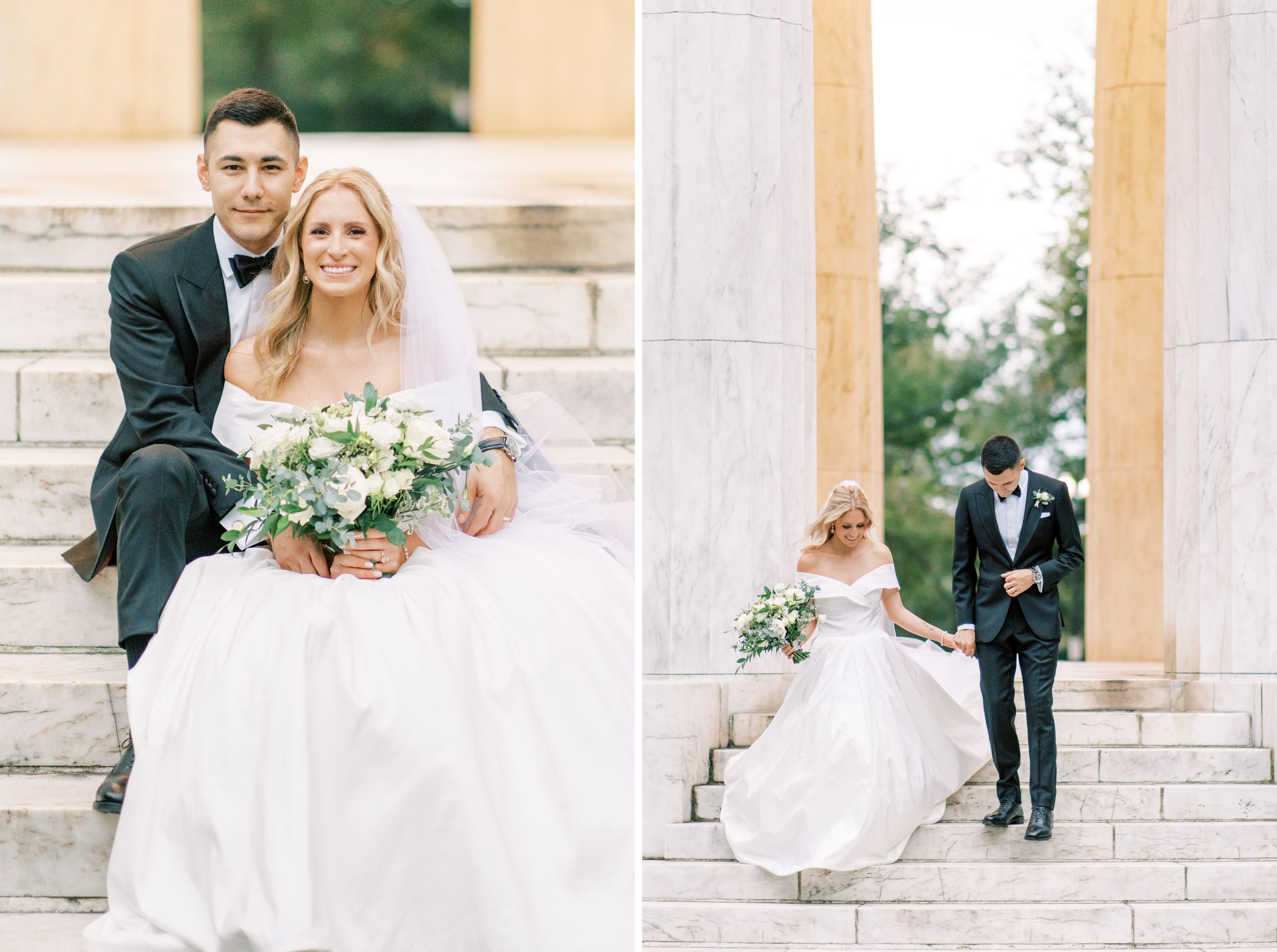 An intimate fall elopement ceremony at the DC War Memorial, followed by portraits at the Lincoln Memorial in Washington, DC. 