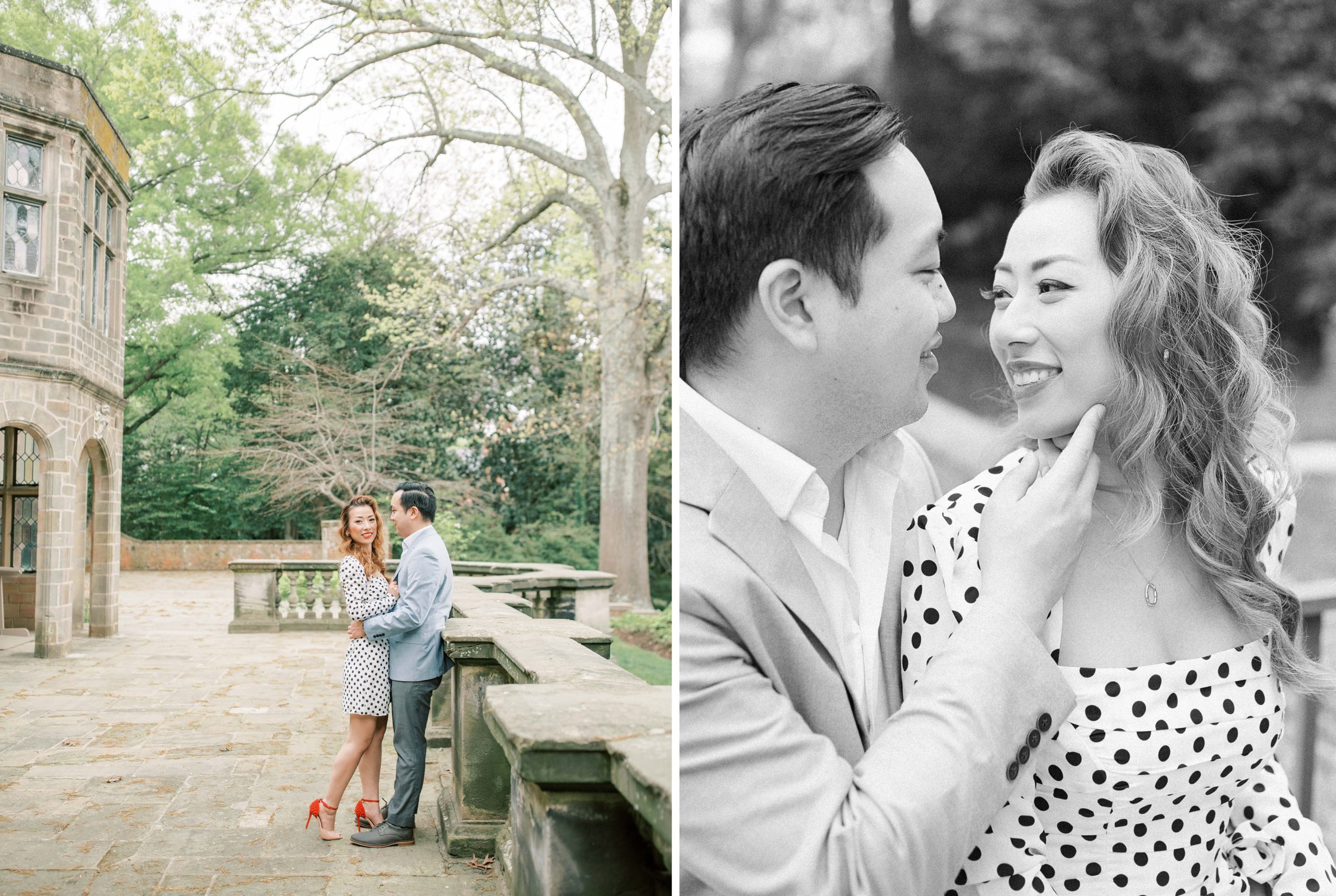 A stylish and romantic engagement session shot on film at the historic Virginia House located in Richmond, VA.