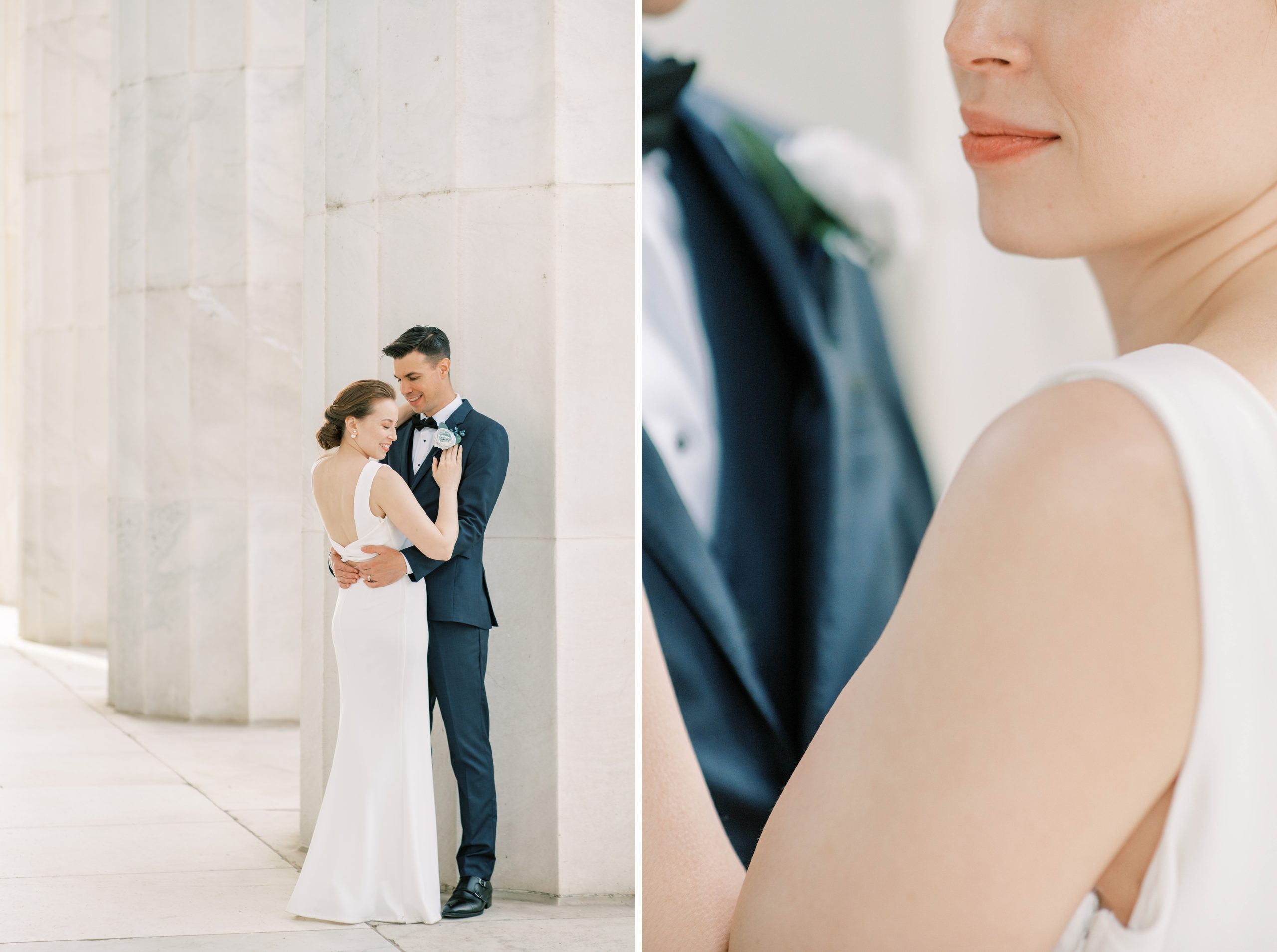 A private elopement held at the DC War Memorial in Washington, DC with photographs by Alicia Lacey Photography.
