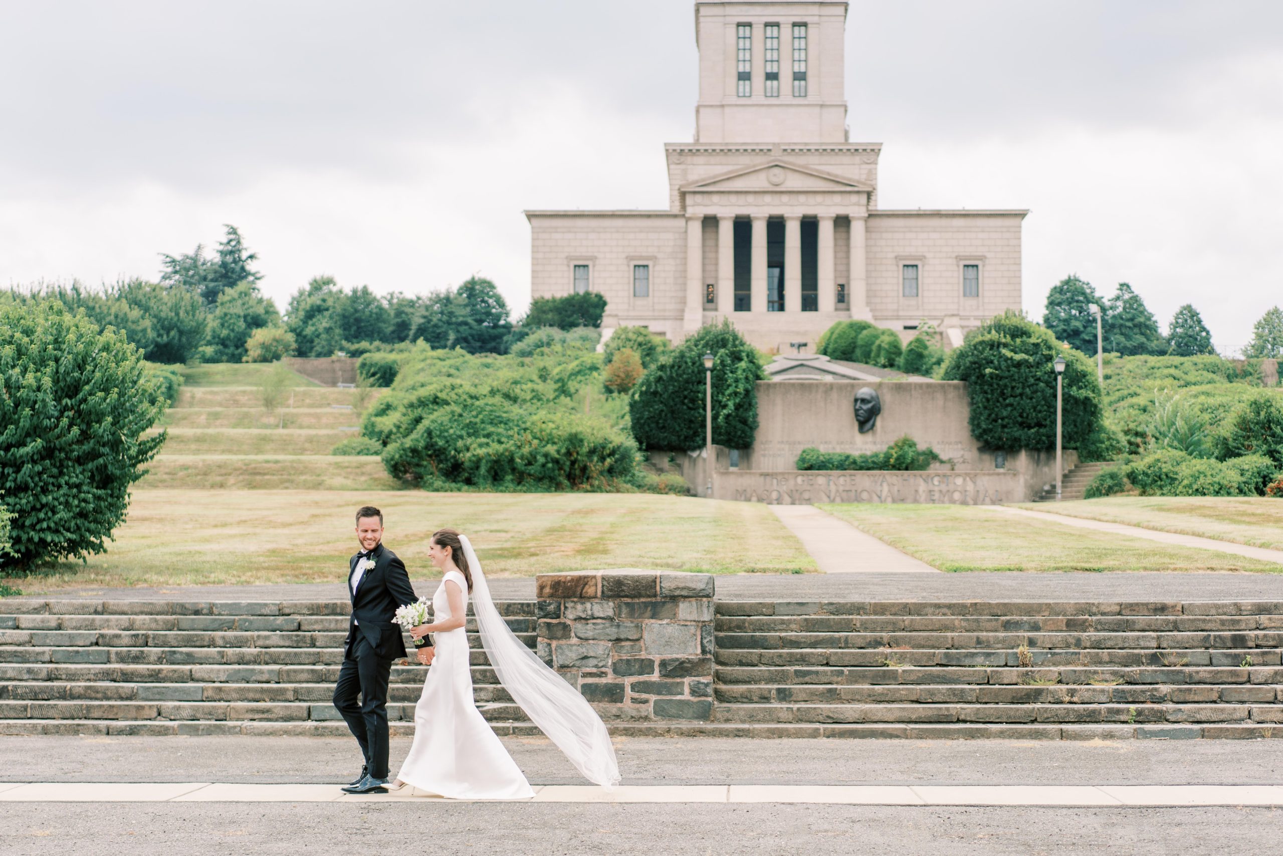 A beautiful summer wedding at the George Washington Masonic Memorial in Alexandria, VA.