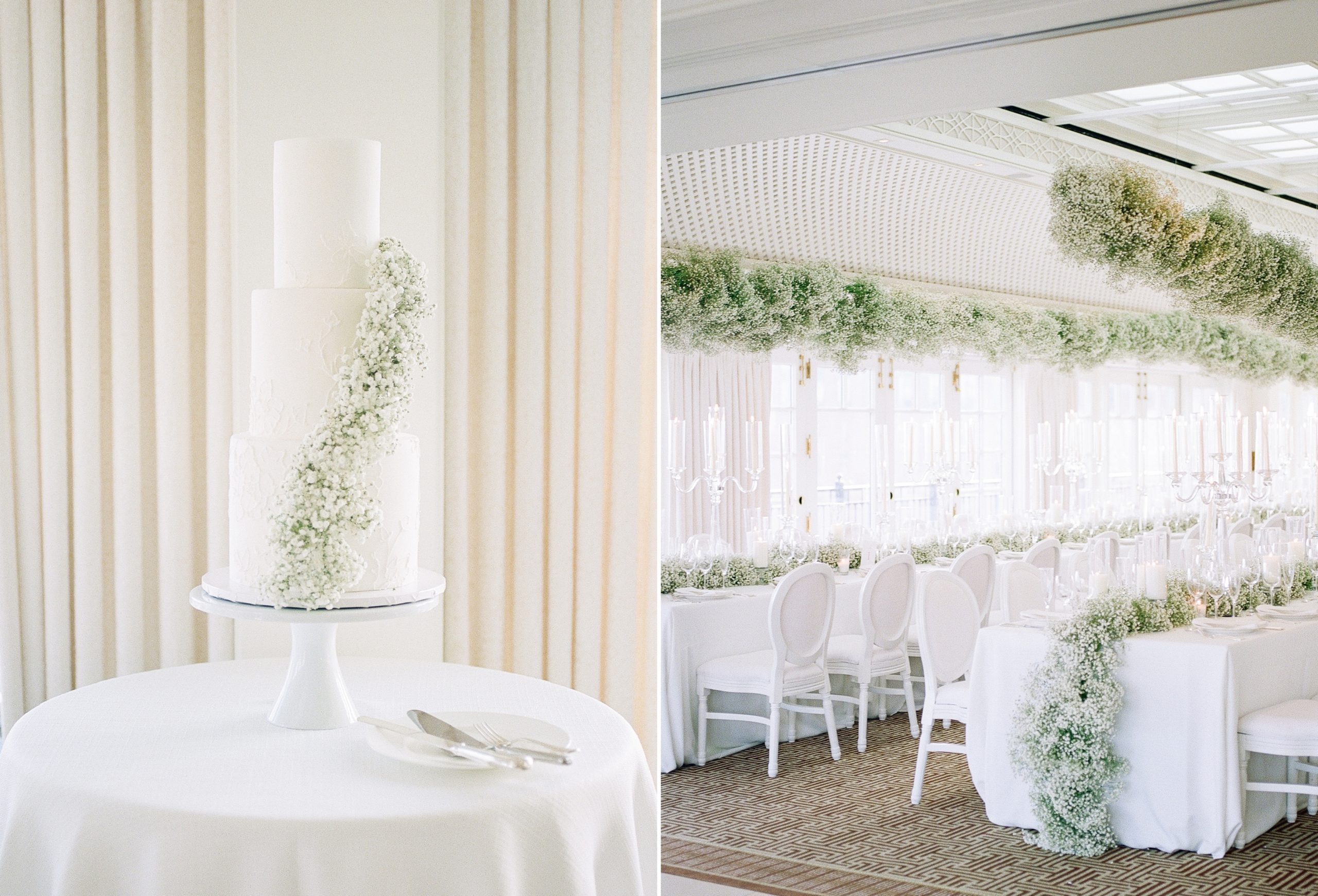All White Baby's Breath Wedding Reception at Top of the Hay inside the Hay Adams