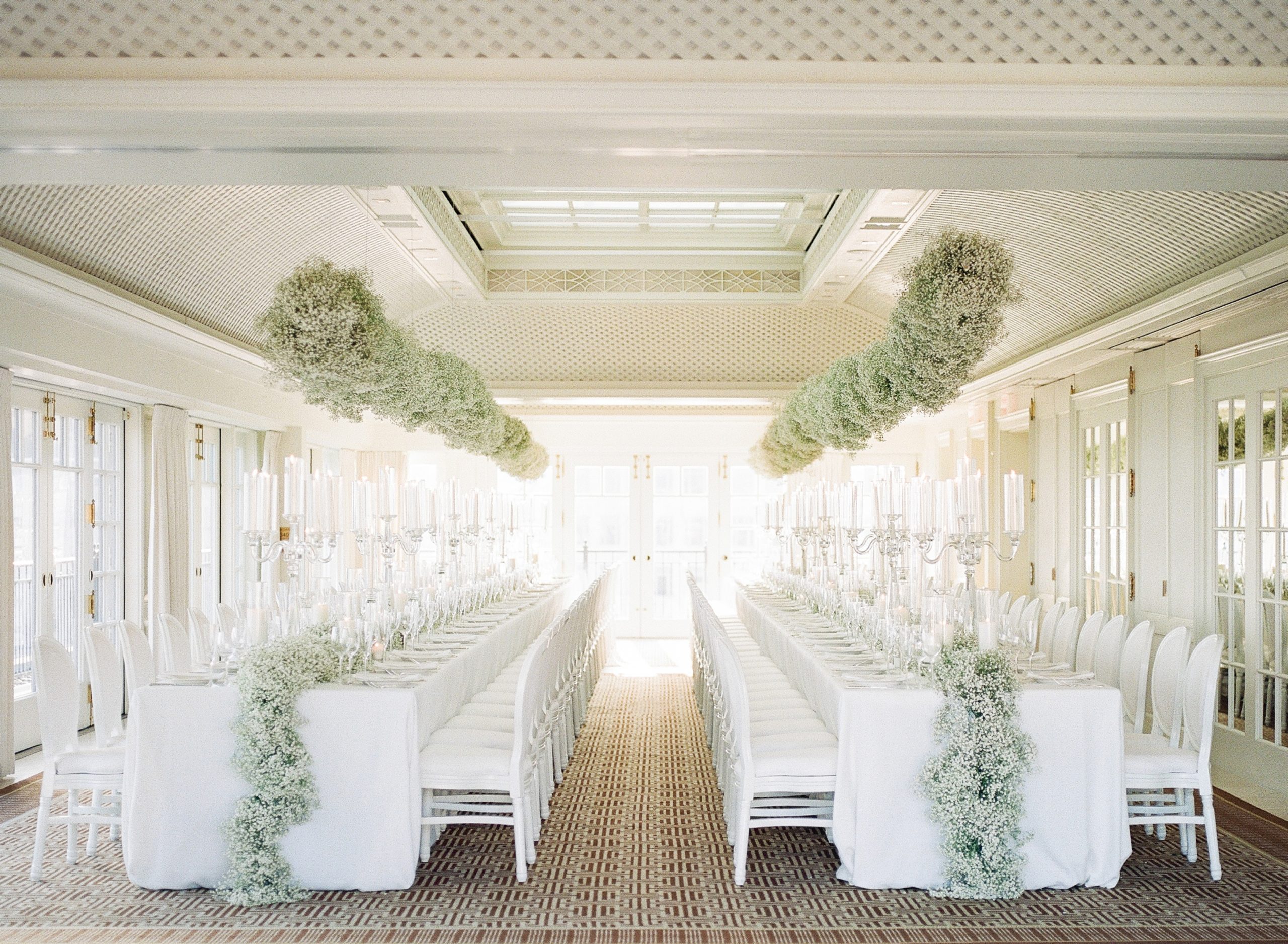 All White Baby's Breath Wedding Reception at Top of the Hay inside the Hay Adams