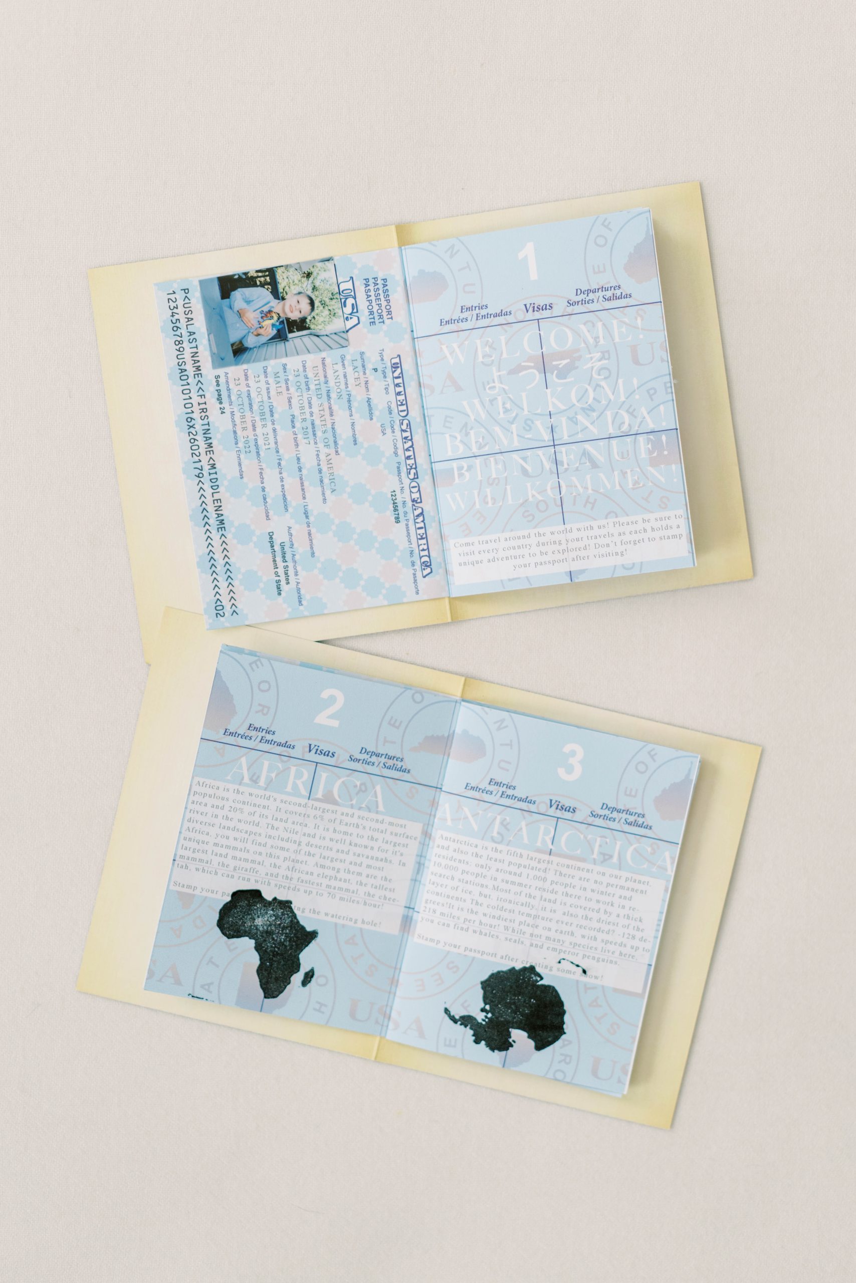 DIY Passports for Kid's Around the World Party