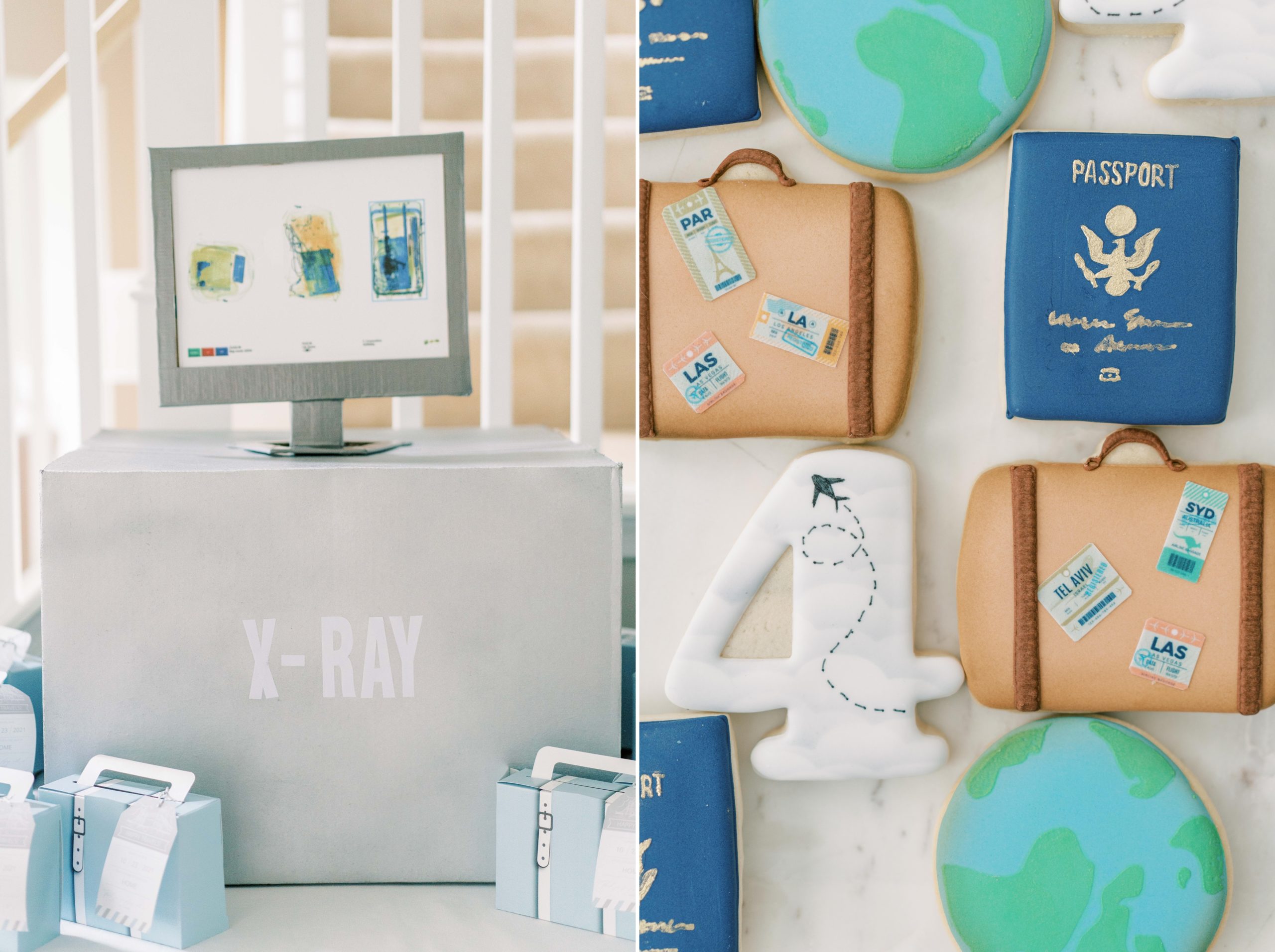 Passport, Globe & Luggage Decorated Sugar Cookies