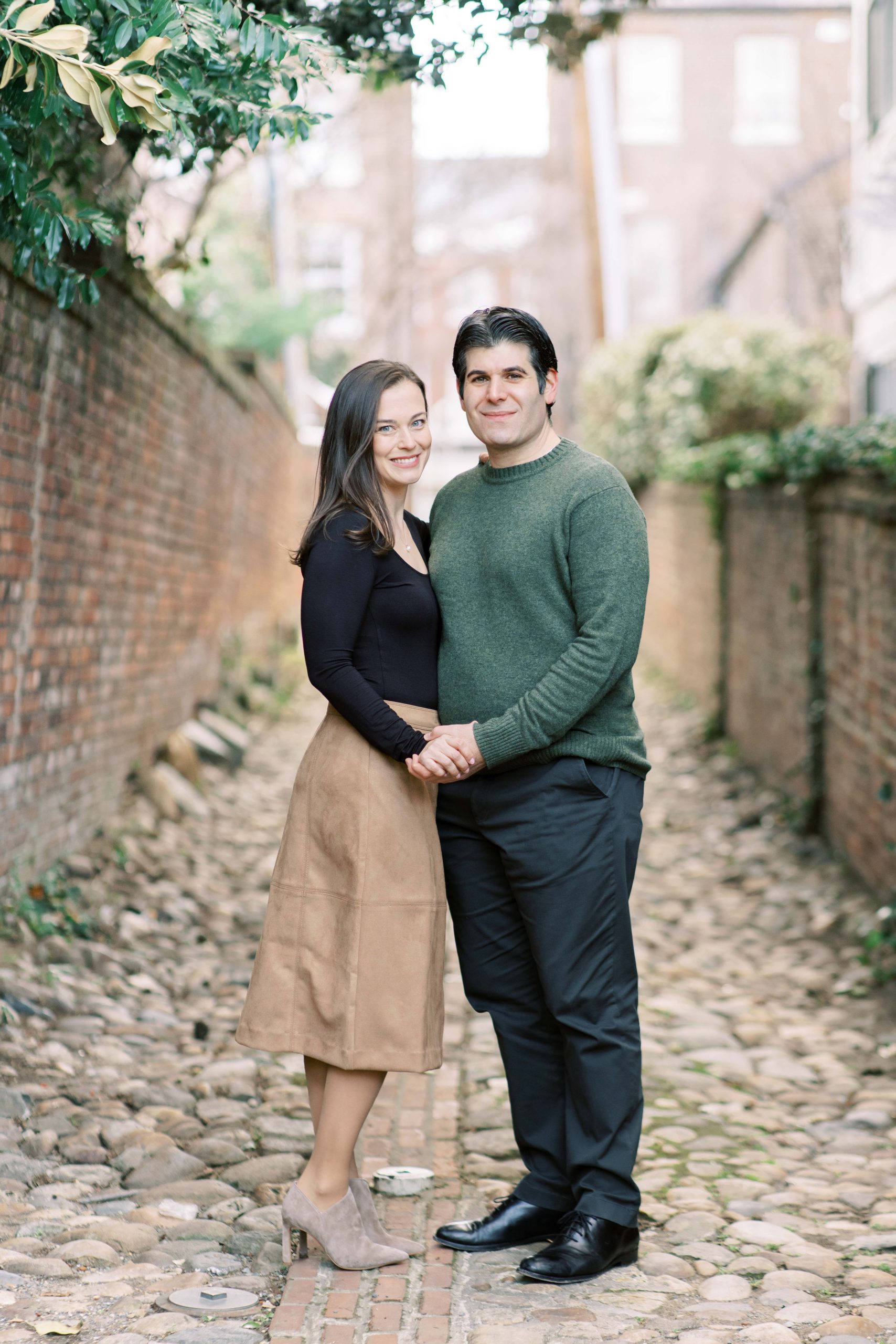 A romantic winter engagement session in Old Town Alexandria, VA.