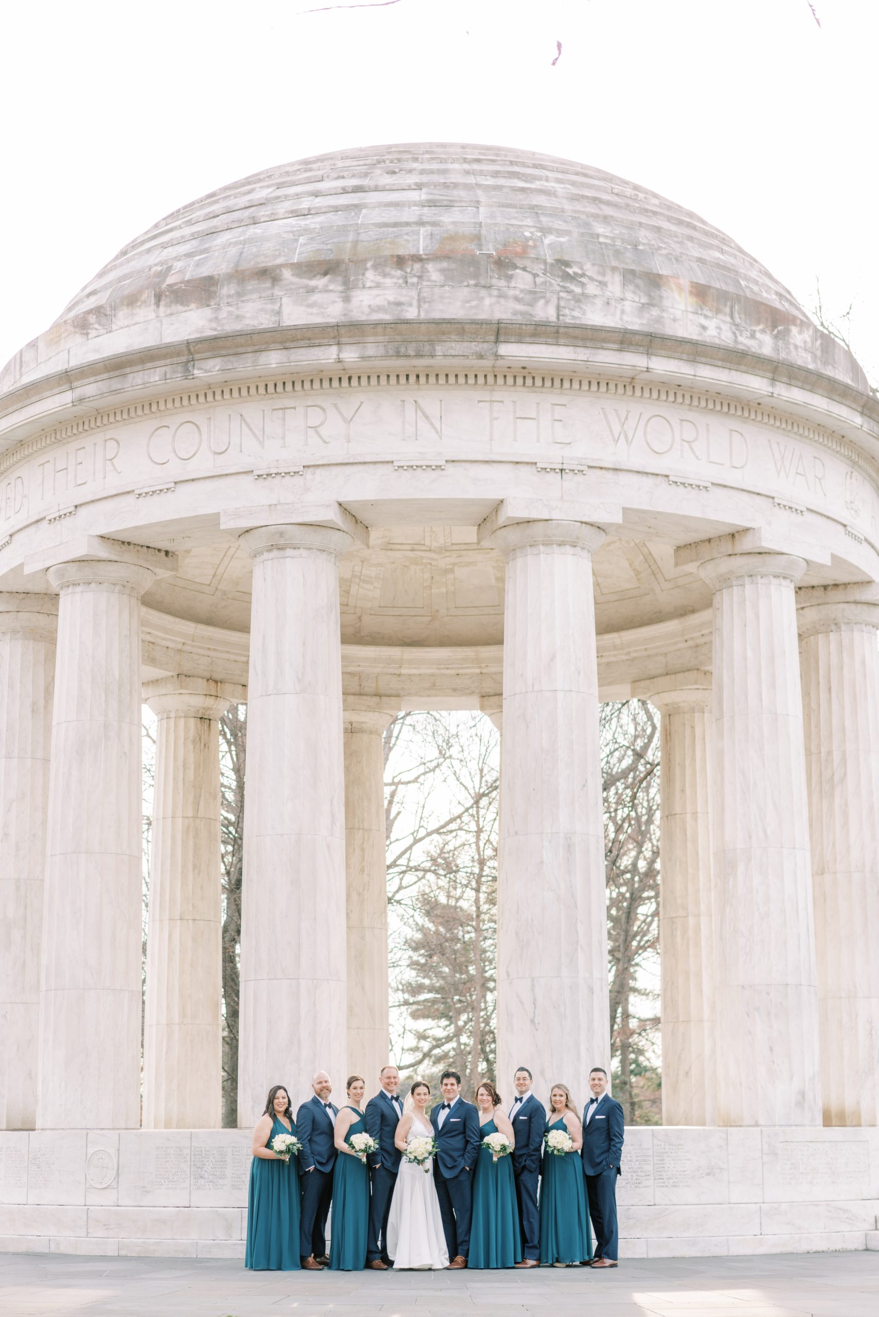 This romantic winter wedding was celebrated at the Army Navy Country Club in Arlington, VA with portraits at the monuments in Washington, DC.