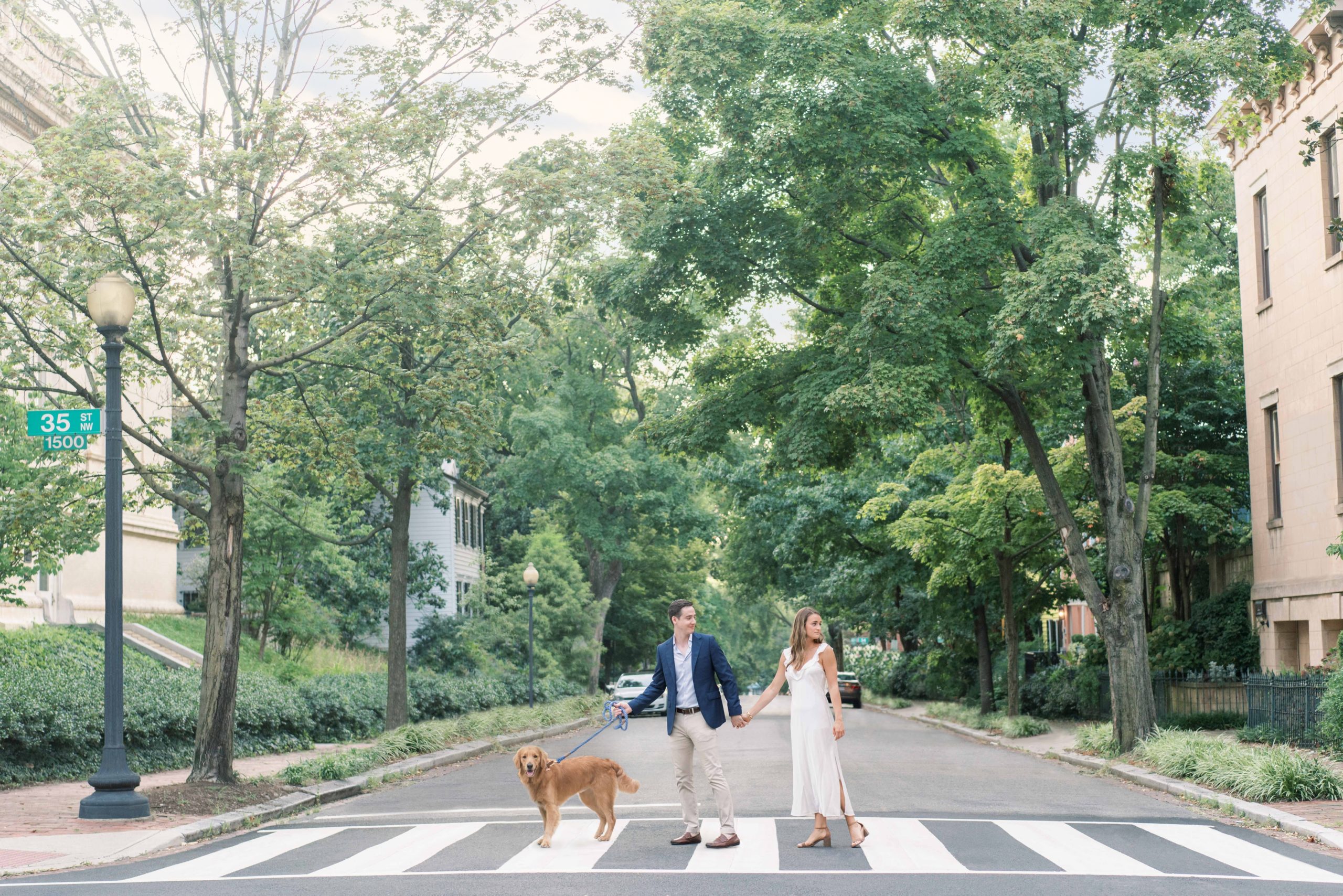 A sunrise engagement session in Washington, DC on the Georgetown Visitation Campus and the surrounding neighborhoods. 