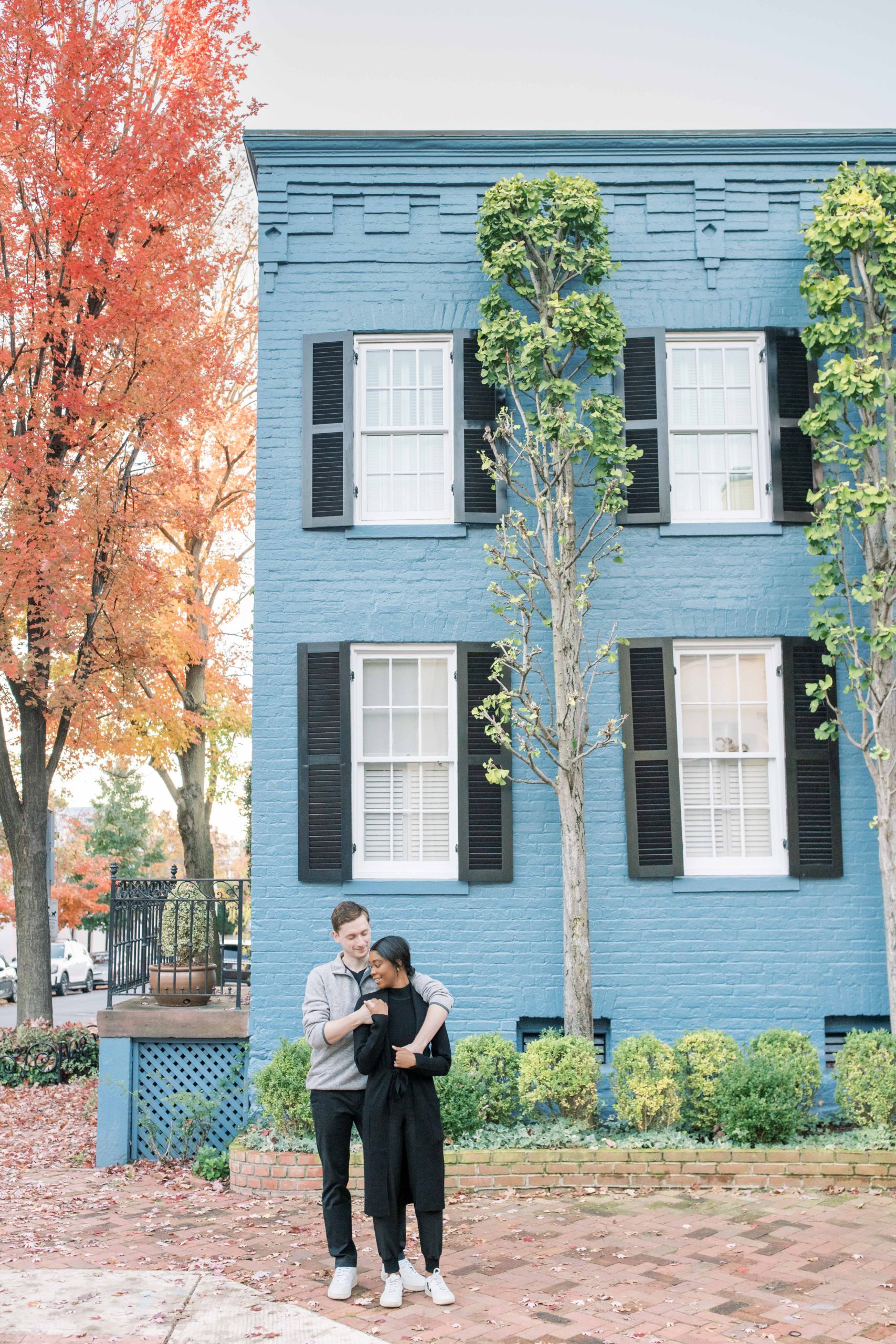 The sweetest surprise proposal in Washington, DC outside the iconic townhouses in Georgetown.