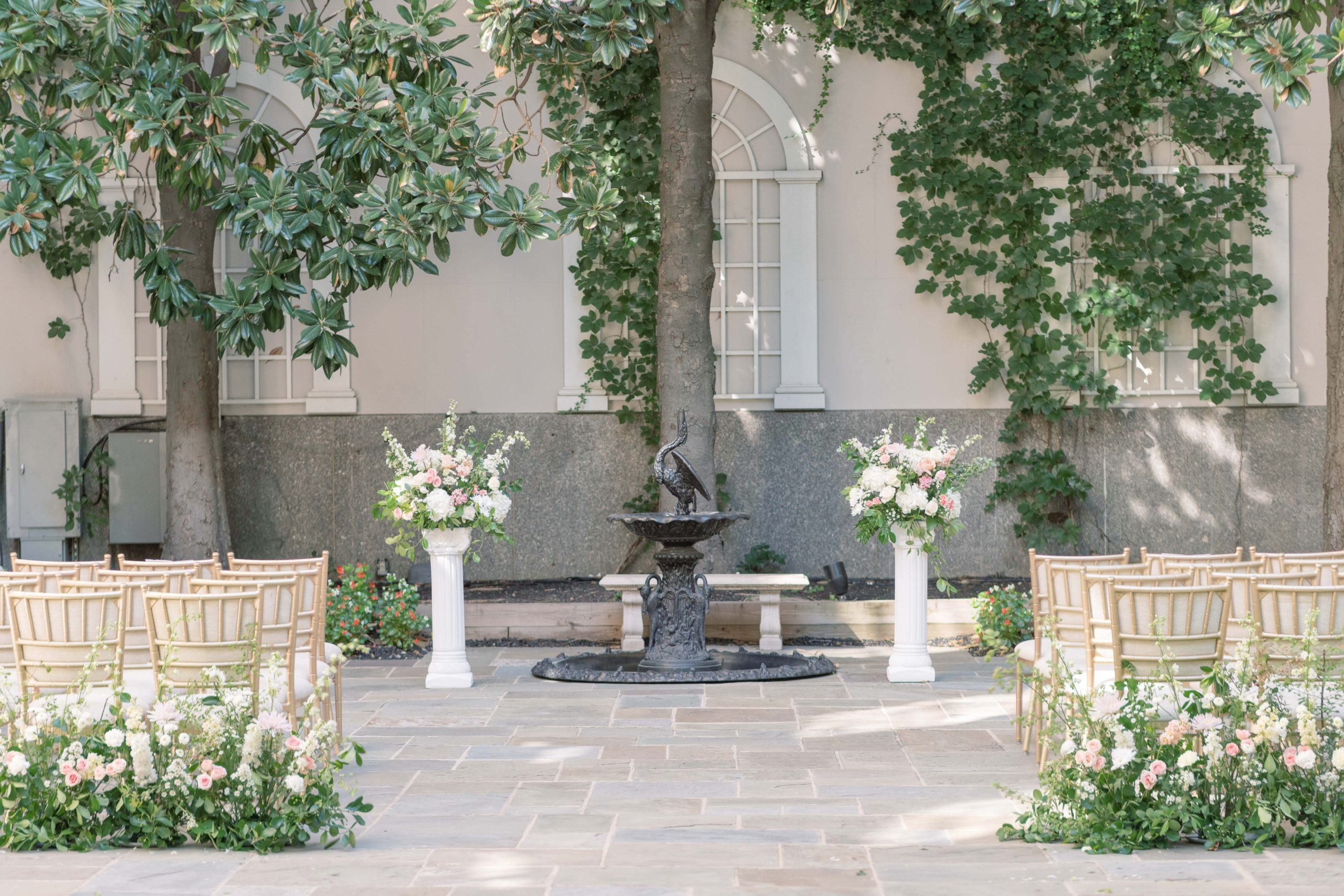 A elegant wedding on the Astor Terrace at the St. Regis Hotel in downtown Washington, DC. 