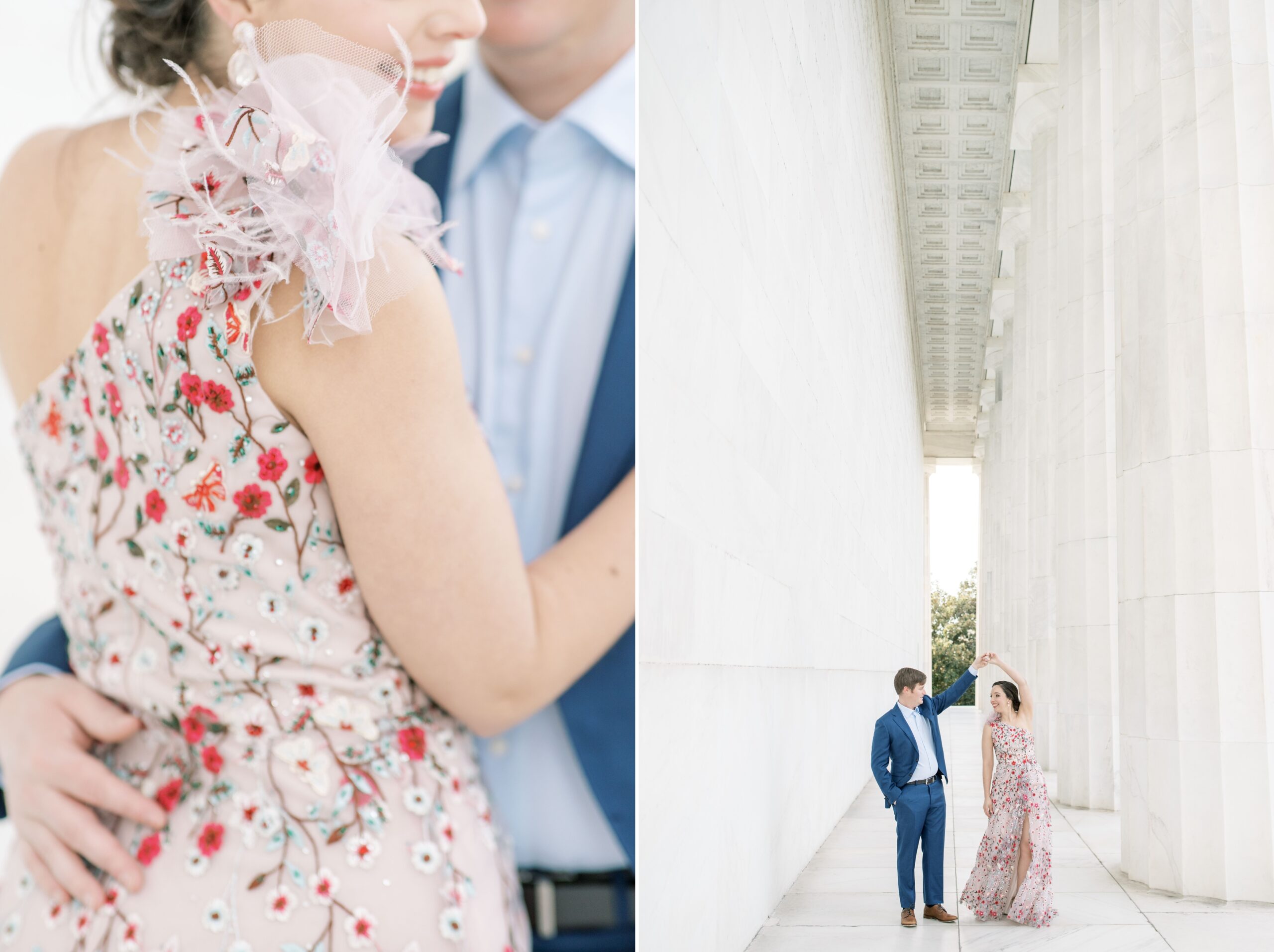 Lincoln Memorial engagement photos at sunrise in Washington, DC