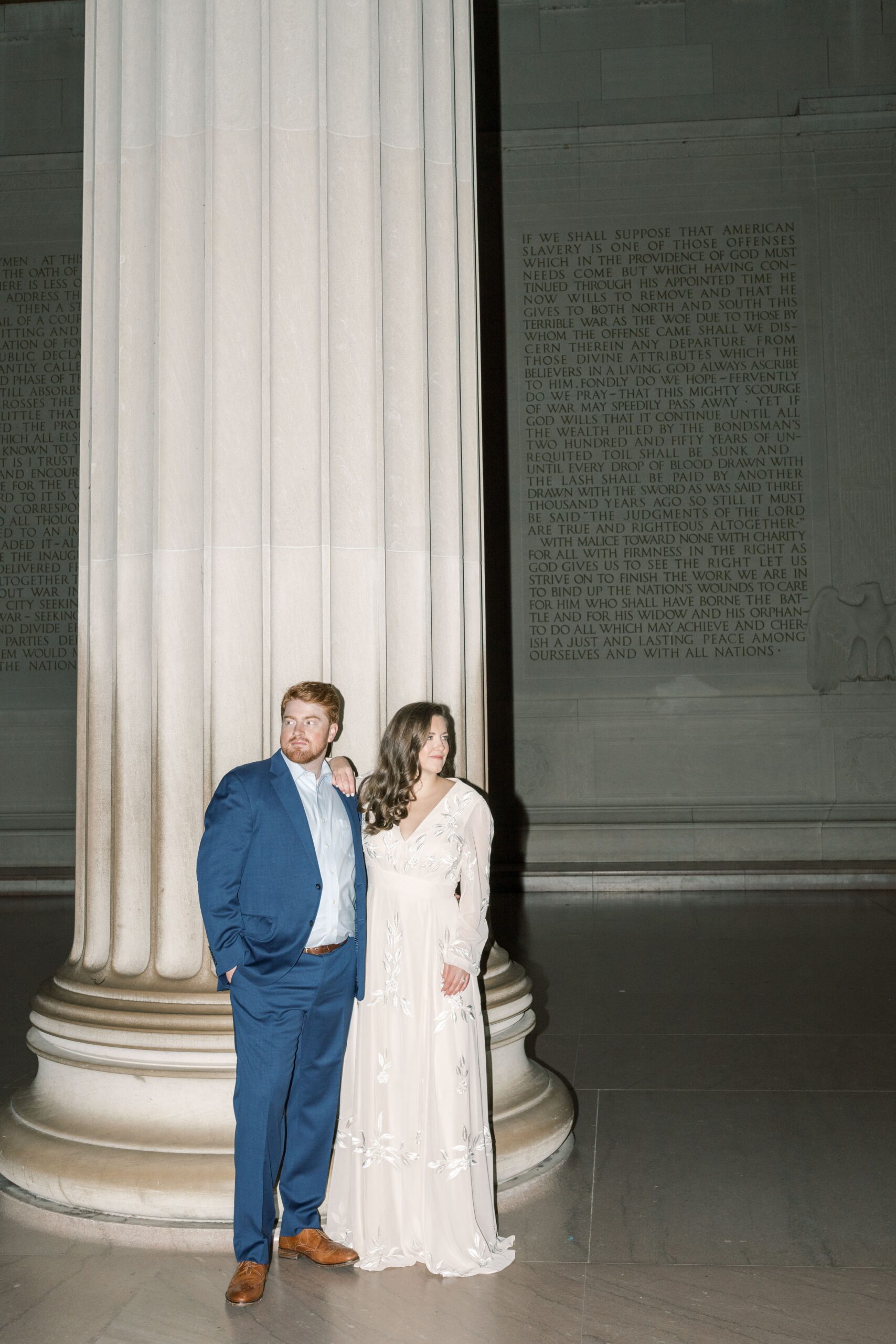 A chic sunrise engagement in downtown Washington, DC at the National Mall.