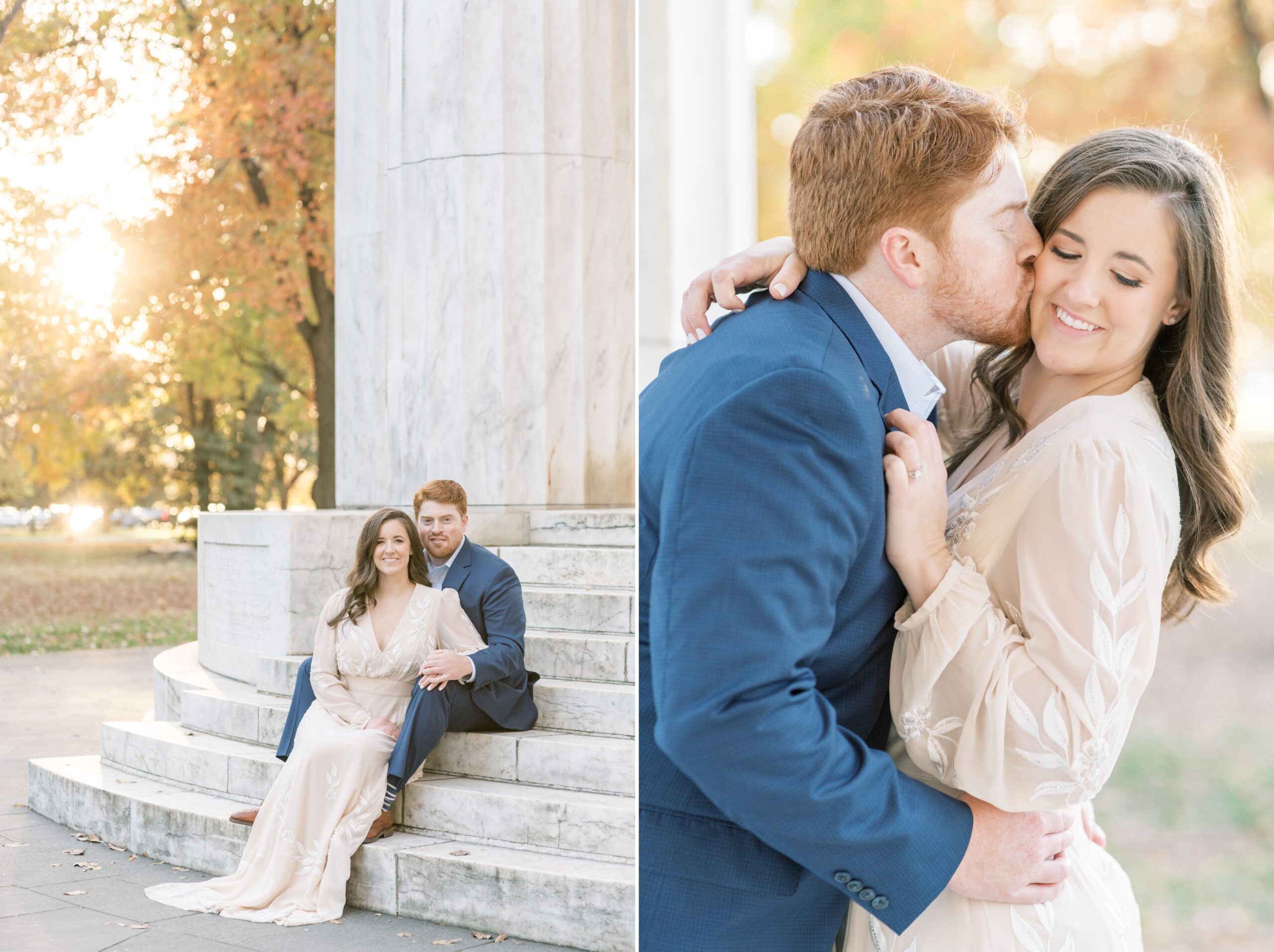 A chic sunrise engagement in downtown Washington, DC at the National Mall.