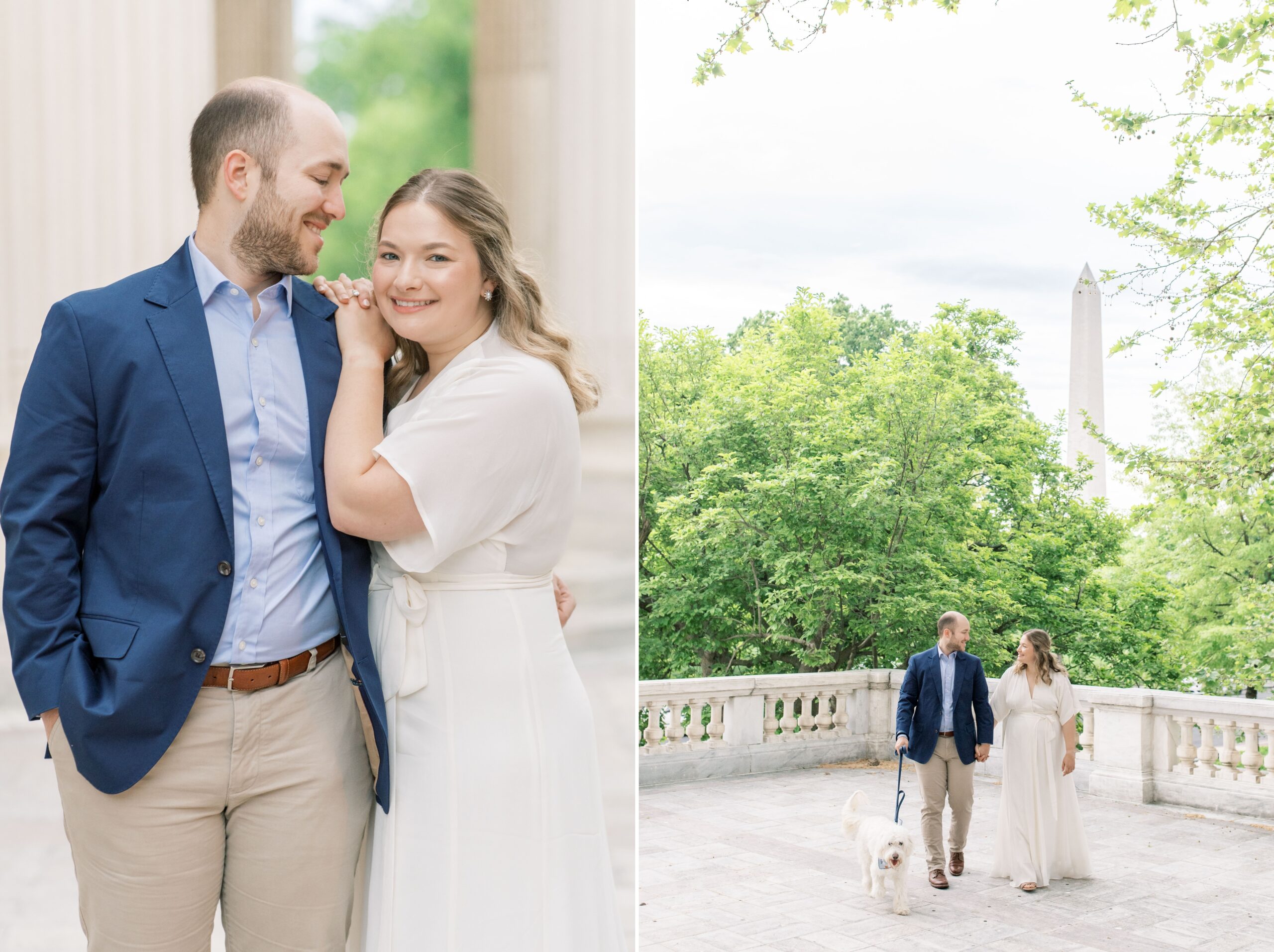 A romantic sunrise engagement session at DAR Constitution Hall and the Constitution Gardens in Washington, DC.