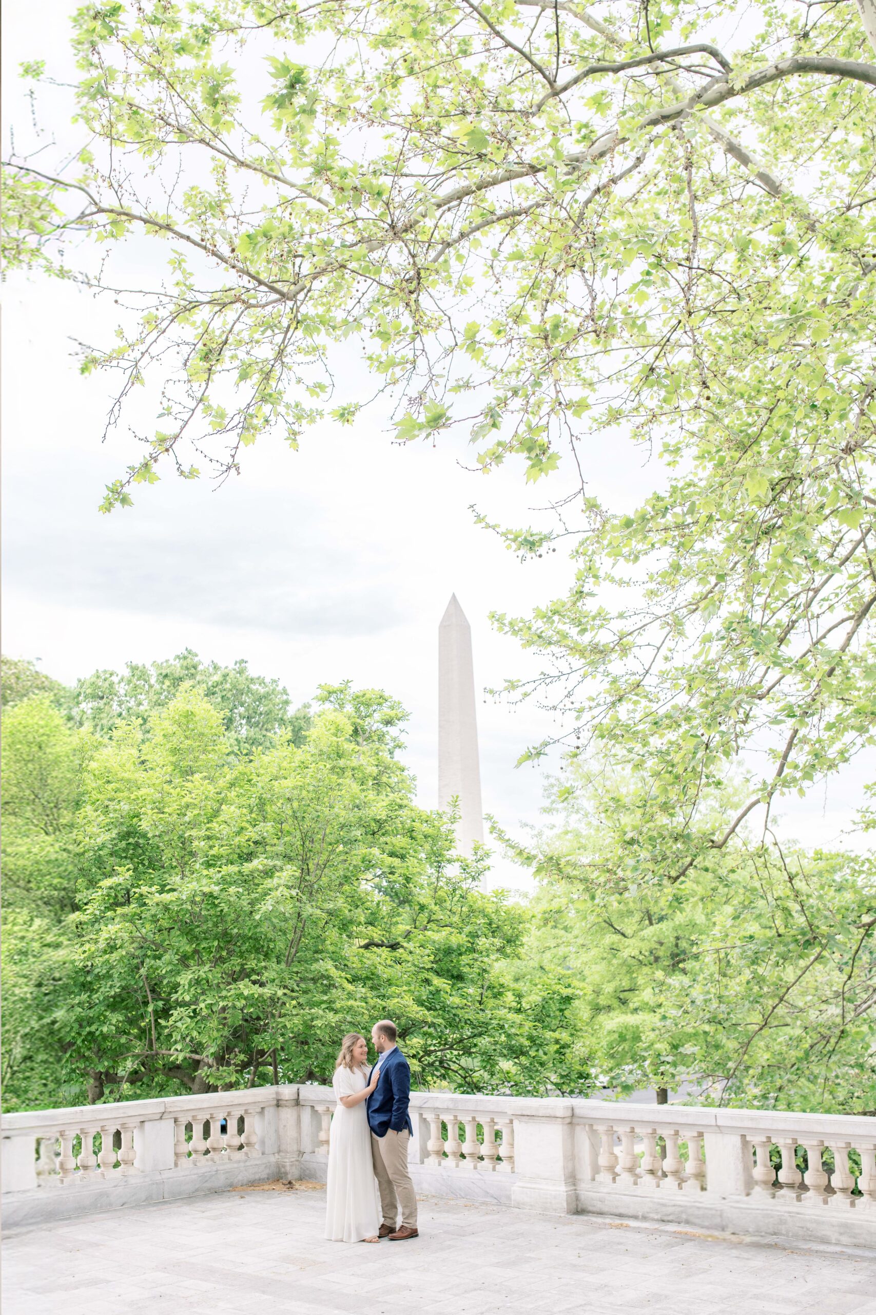 A romantic sunrise engagement session at DAR Constitution Hall and the Constitution Gardens in Washington, DC.