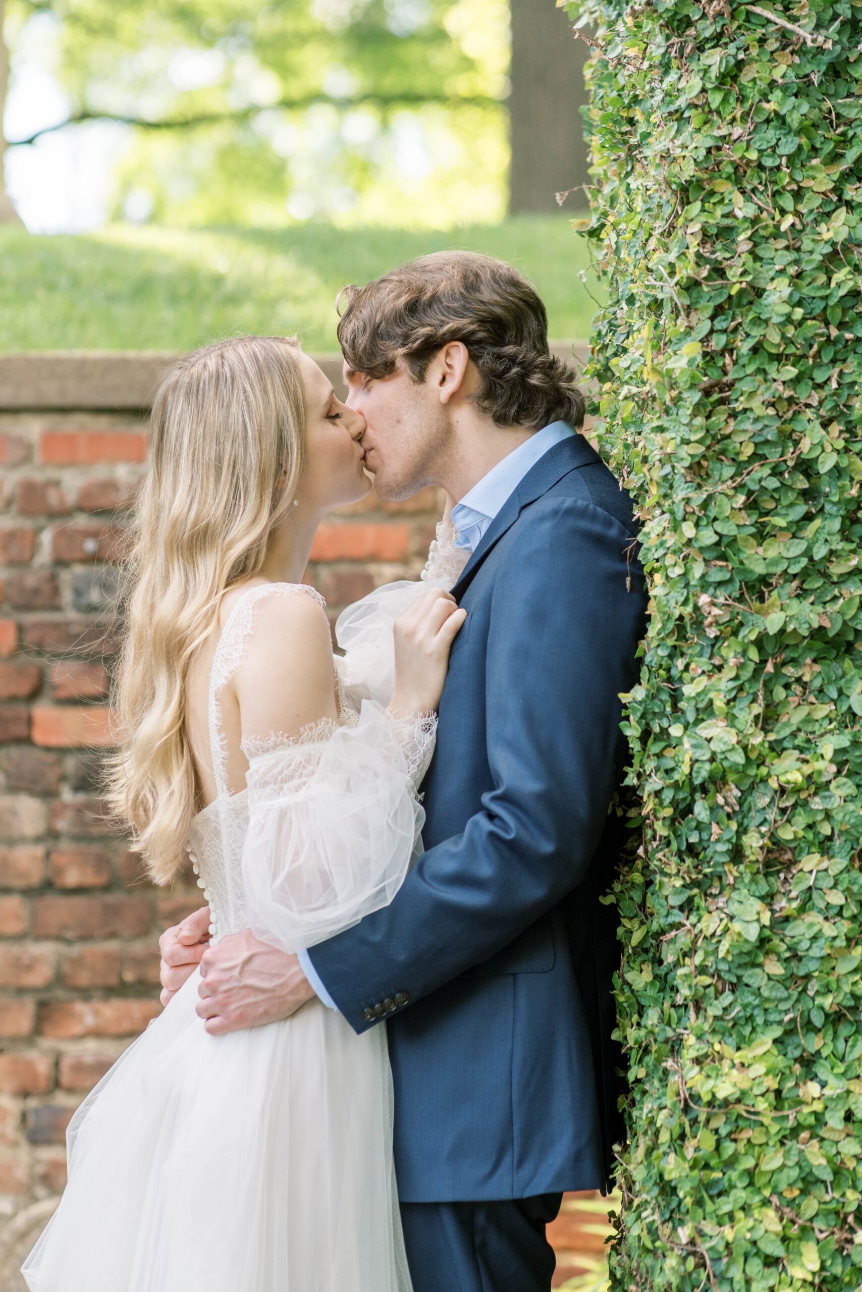 A romantic, timeless engagement session in the formal gardens on the Virginia House in Richmond, VA.