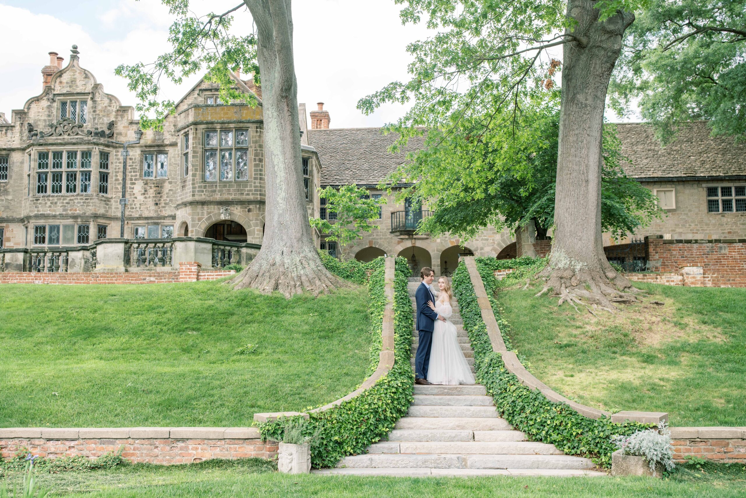 A romantic, timeless engagement session in the formal gardens on the Virginia House in Richmond, VA.