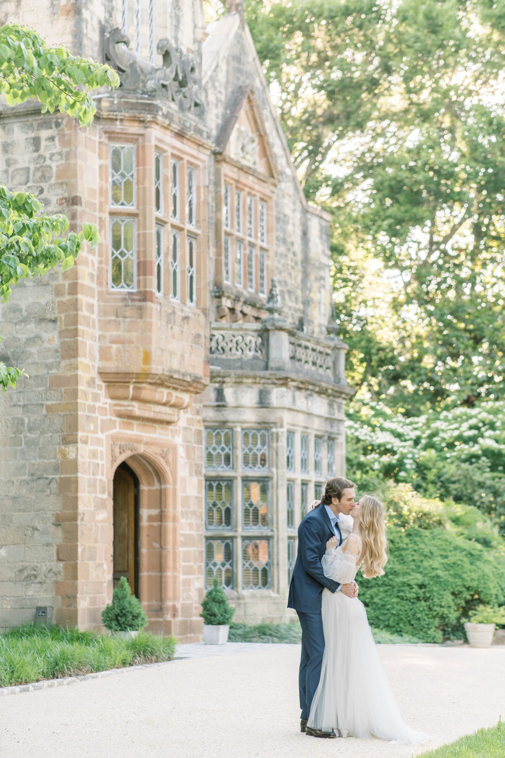 A romantic, timeless engagement session in the formal gardens on the Virginia House in Richmond, VA.