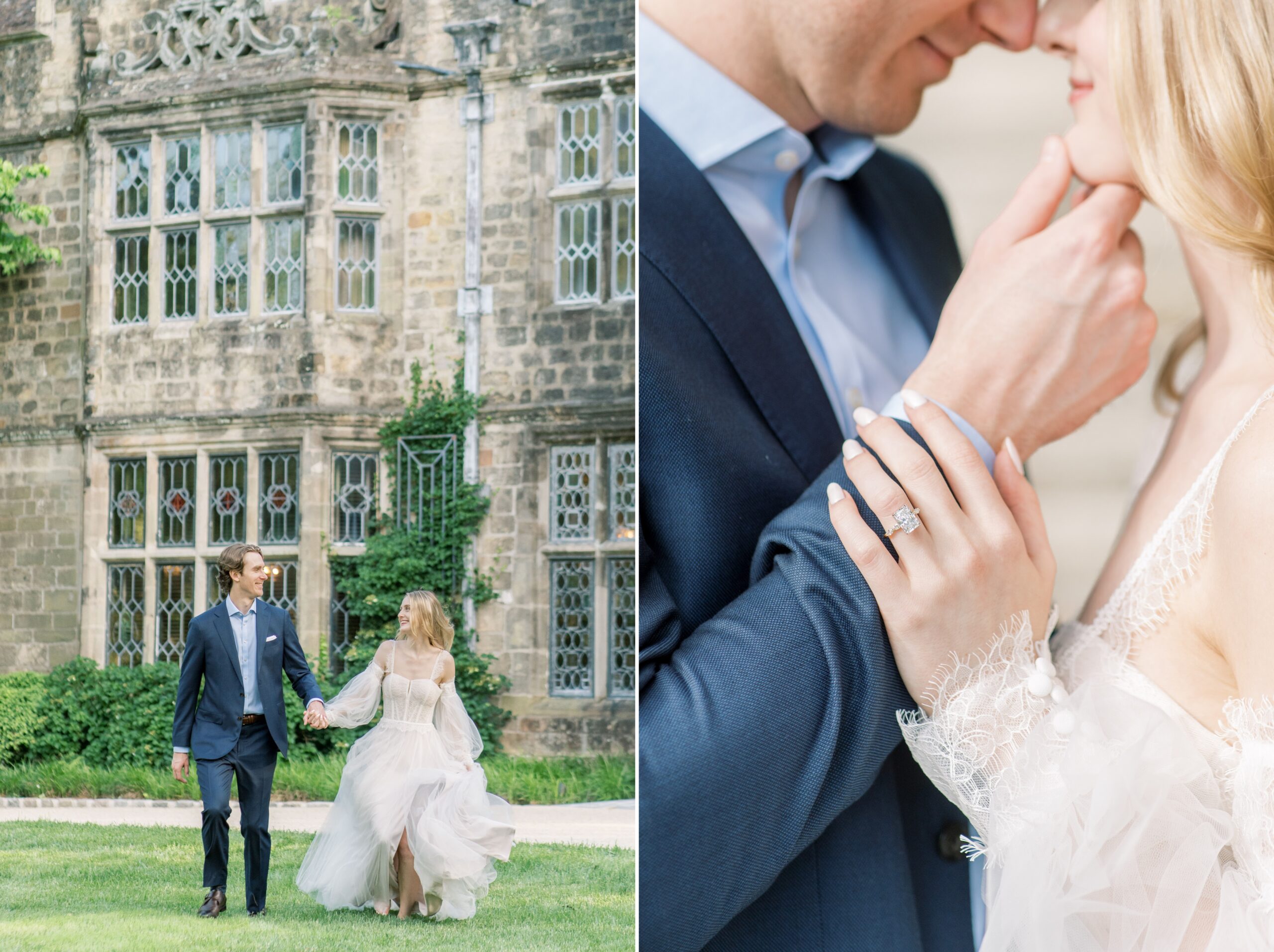 A romantic, timeless engagement session in the formal gardens on the Virginia House in Richmond, VA.