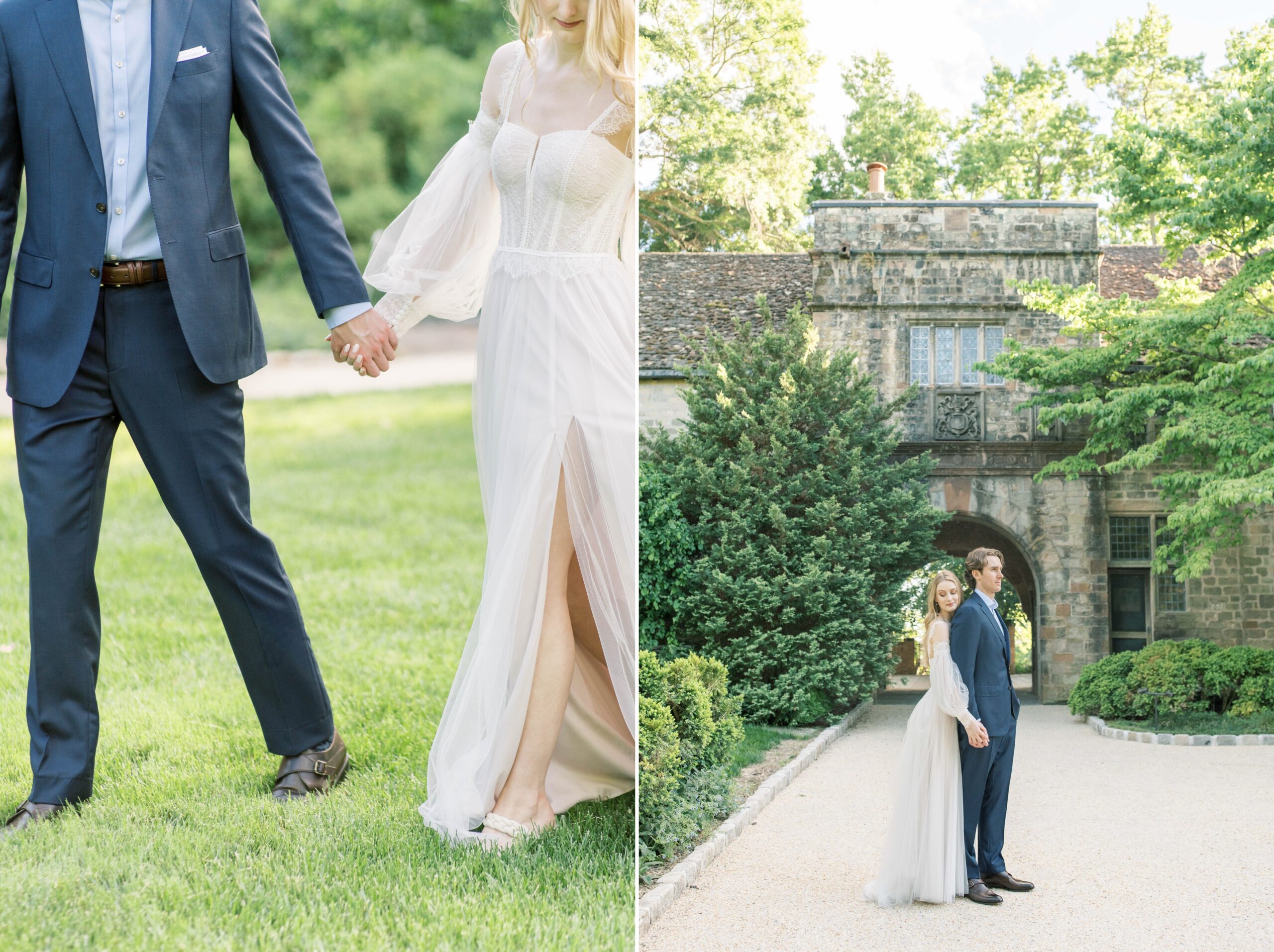 A romantic, timeless engagement session in the formal gardens on the Virginia House in Richmond, VA.