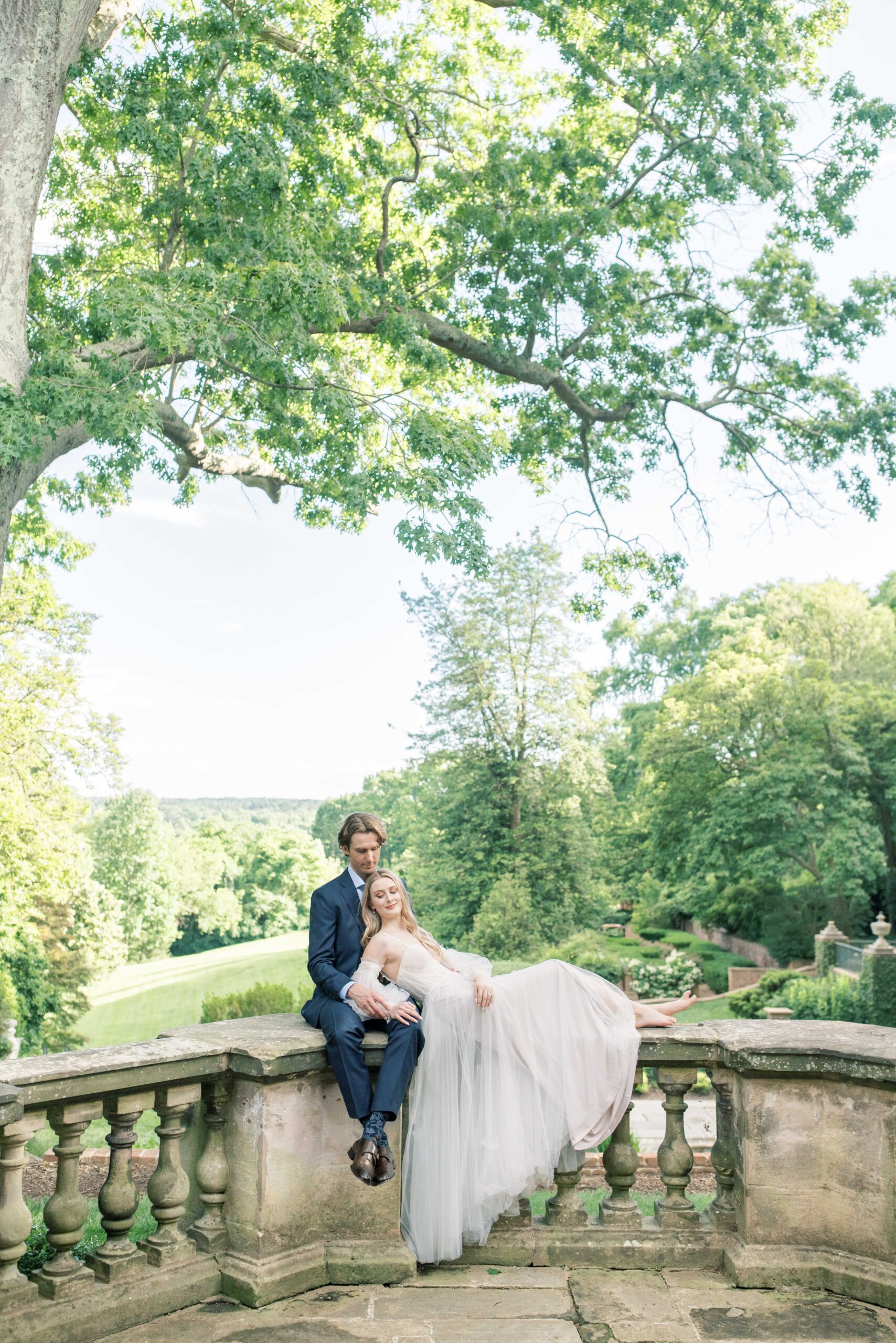 A romantic, timeless engagement session in the formal gardens on the Virginia House in Richmond, VA.