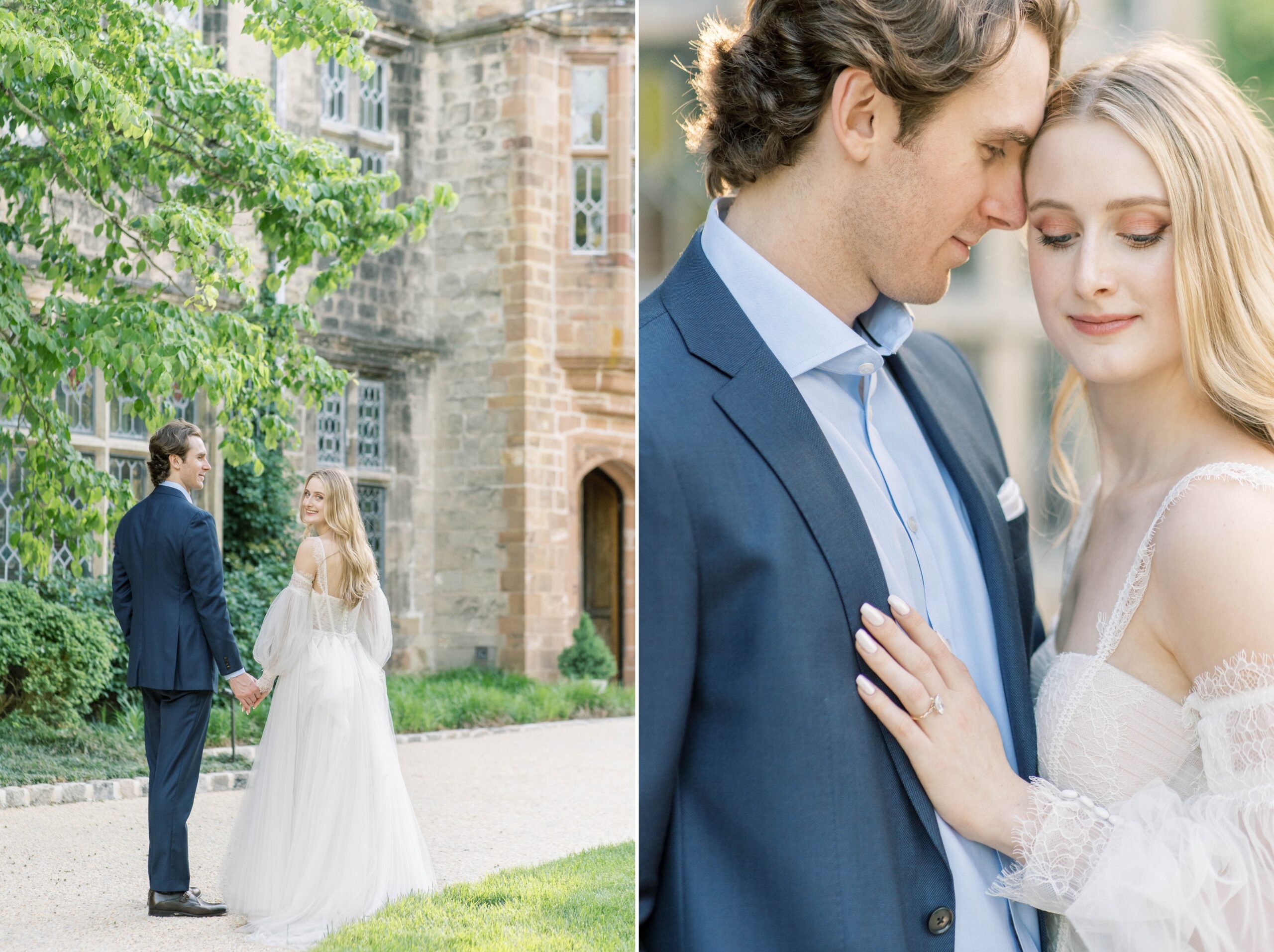 A romantic, timeless engagement session in the formal gardens on the Virginia House in Richmond, VA.