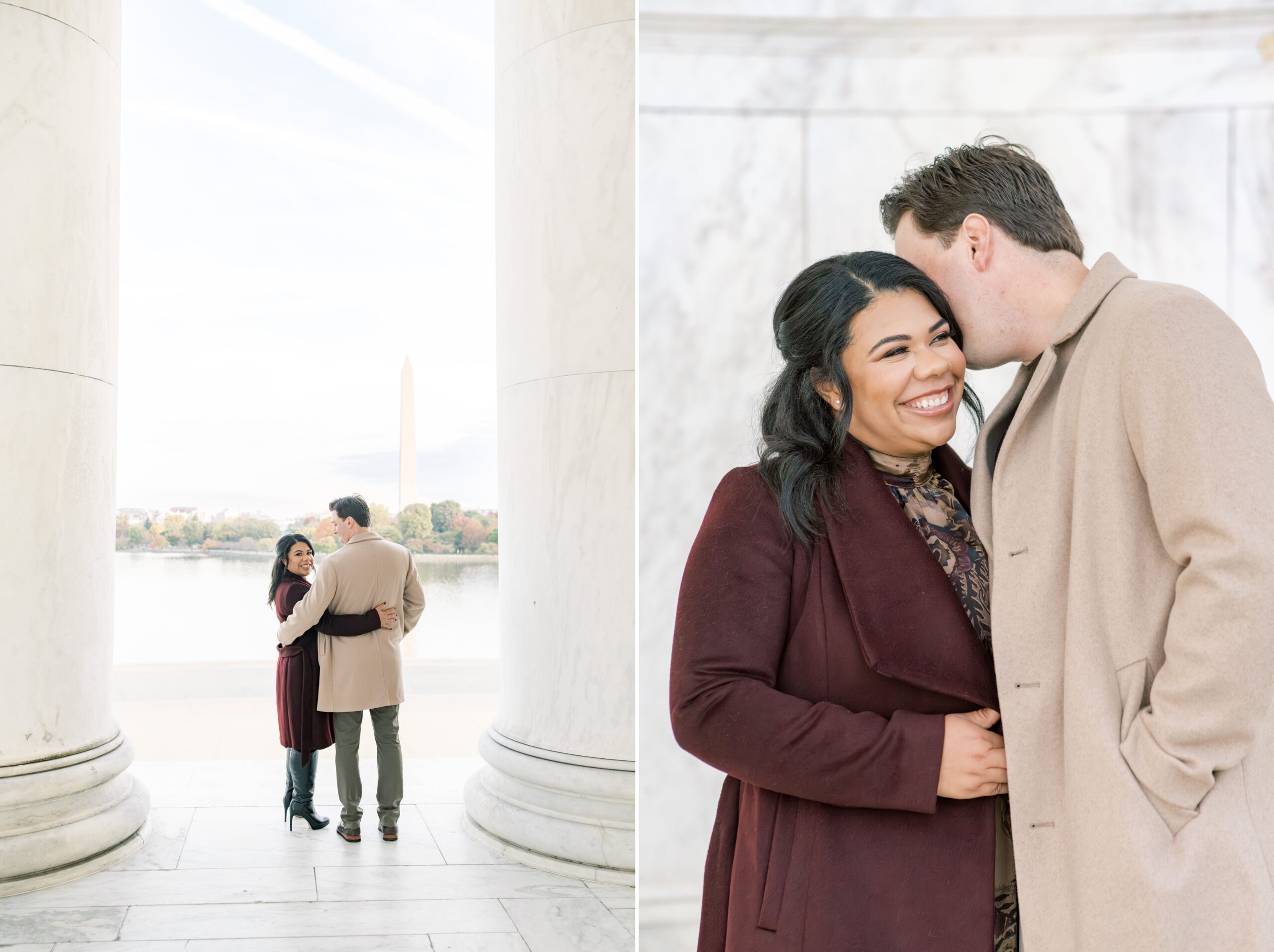 A beautiful sunrise anniversary session this fall at the Jefferson Memorial in Washington, DC.