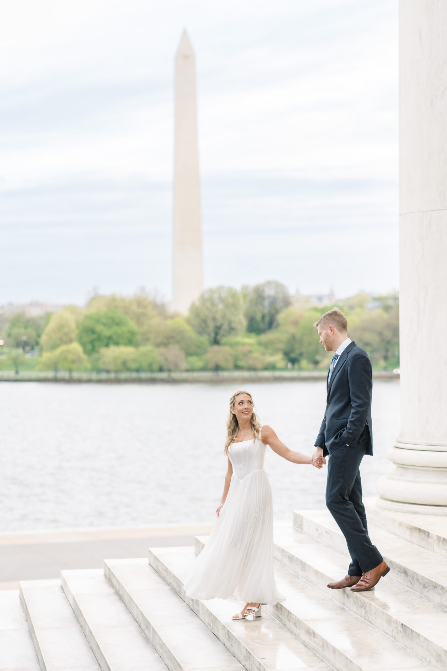A sunrise elopement session at the Jefferson Memorial in Washington, DC.