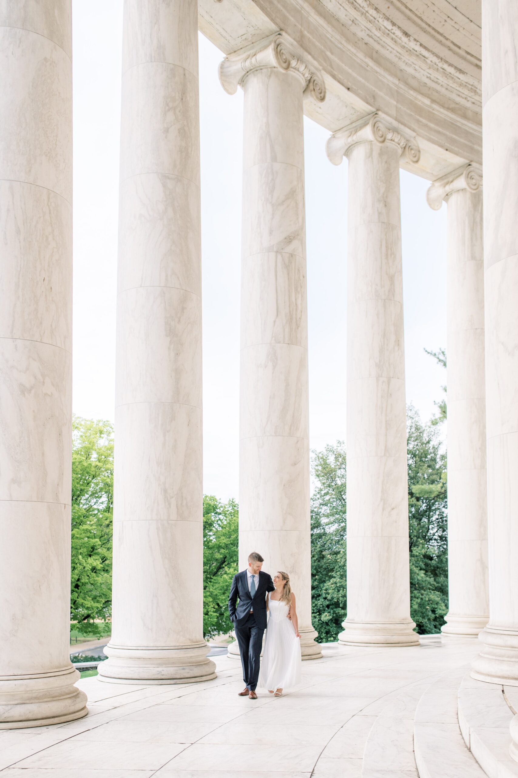 A sunrise elopement session at the Jefferson Memorial in Washington, DC.