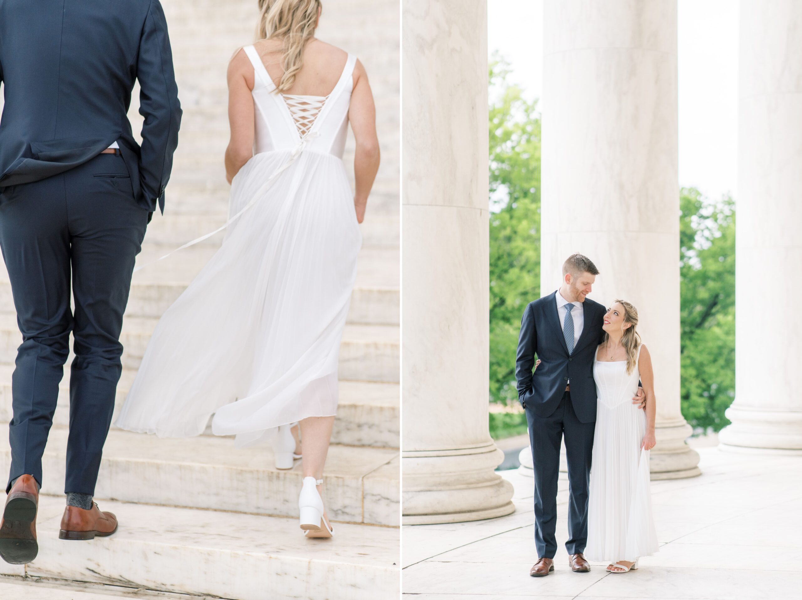 A sunrise elopement session at the Jefferson Memorial in Washington, DC.