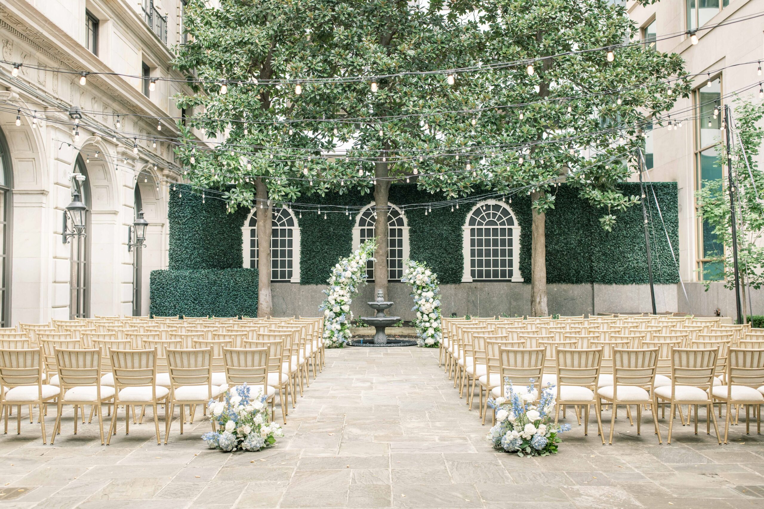 A classic fall wedding in the courtyard and ballroom at the St. Regis in downtown Washington, DC.