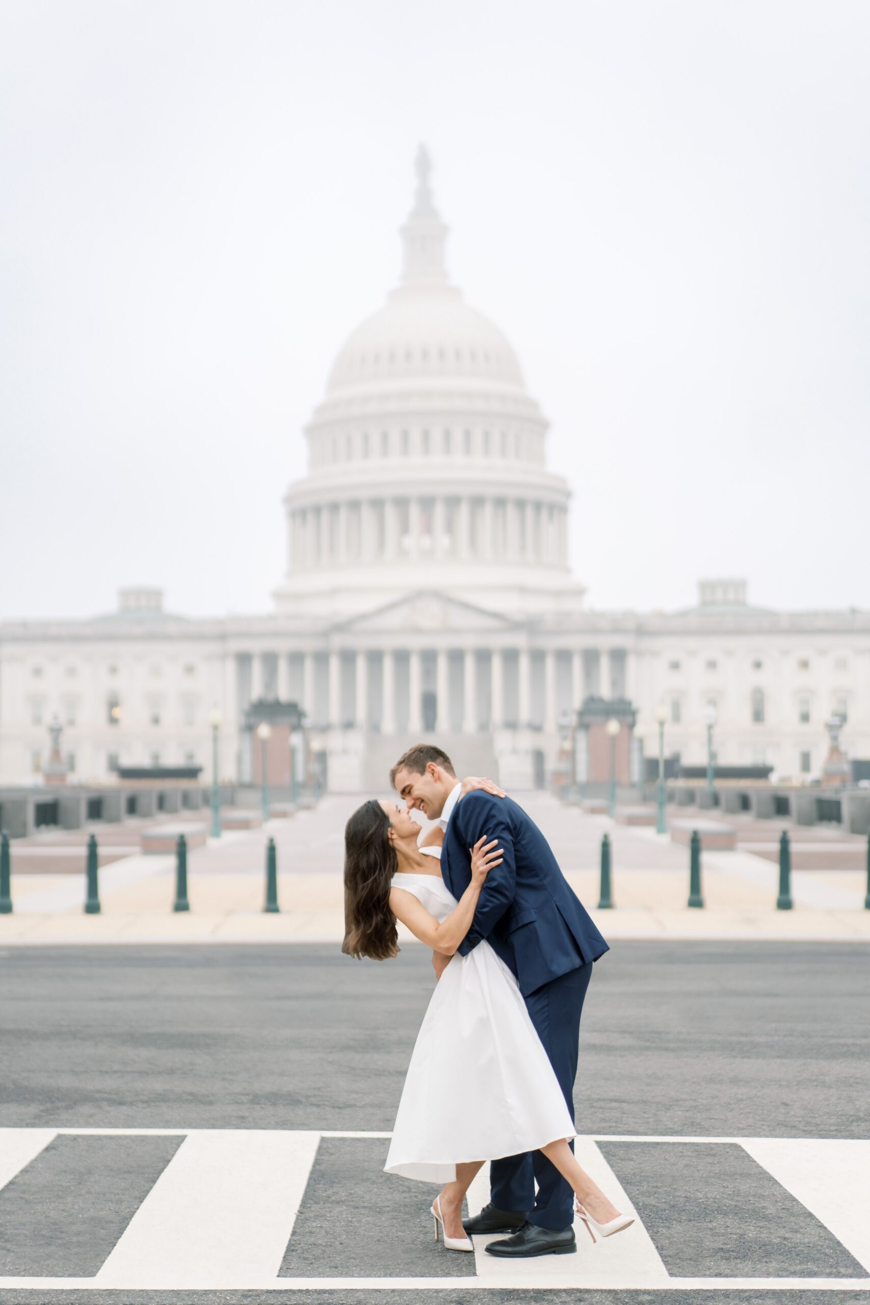 A stylish engagement session in Washington, DC at the US Capitol and Library of Congress. 