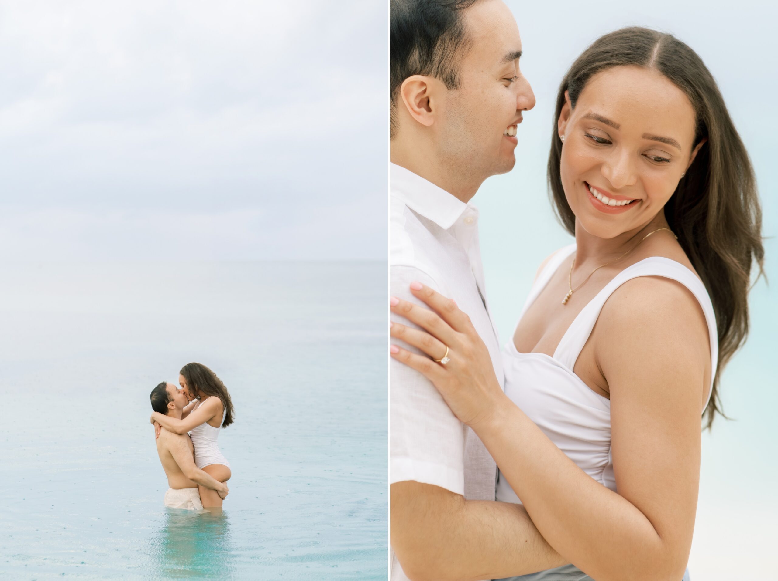 A beach front Caribbean engagement session held at Sandals Resort in Negril, Jamaica.
