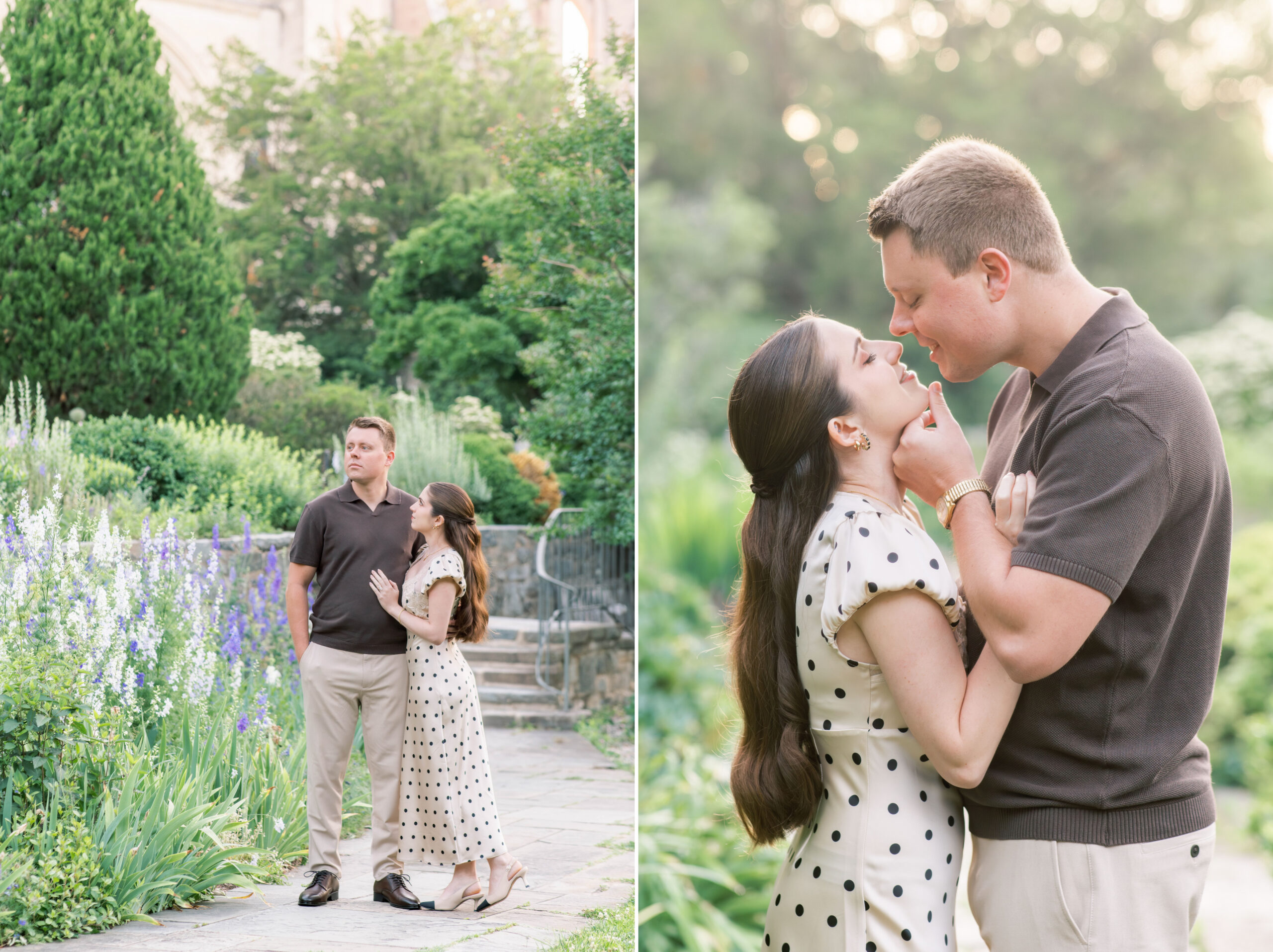A sunrise engagement session at the Washington National Cathedral in Washington, DC.
