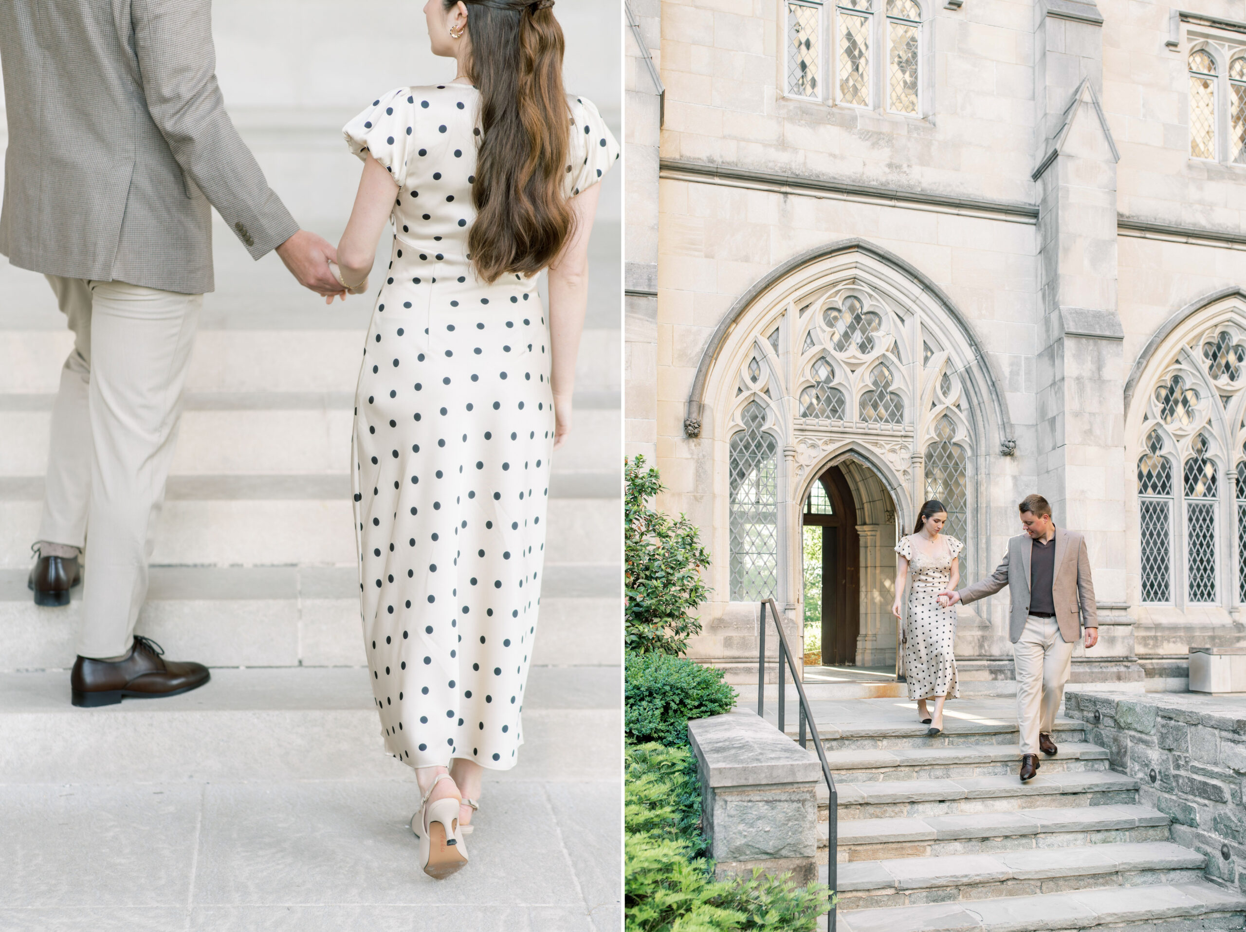 A sunrise engagement session at the Washington National Cathedral in Washington, DC.