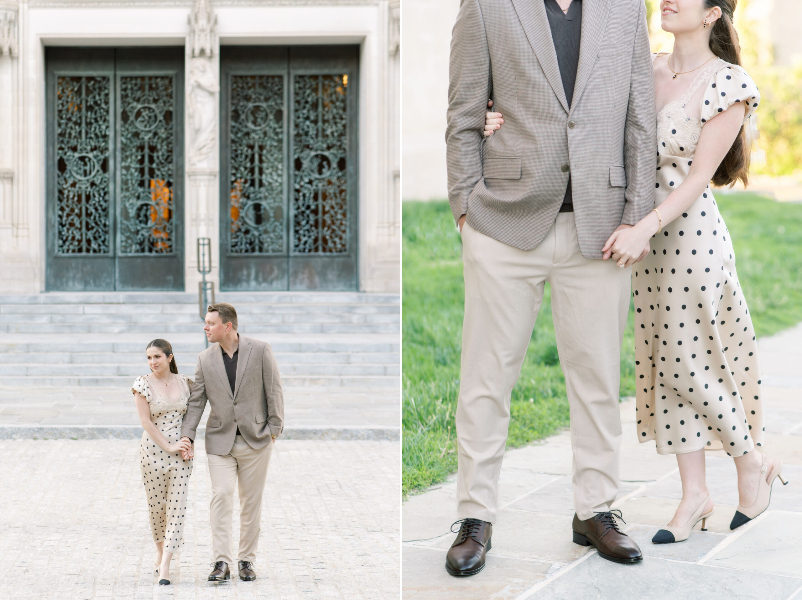 A sunrise engagement session at the Washington National Cathedral in Washington, DC.