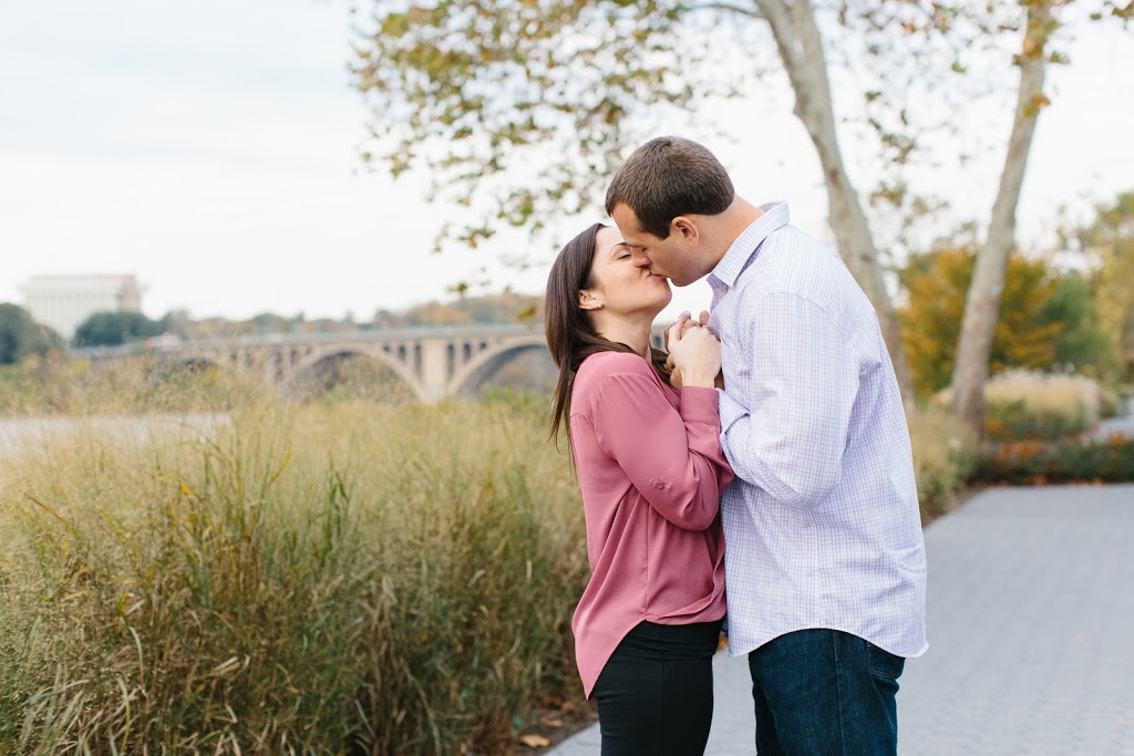 A classic engagement session in Old Town Alexandria and Georgetown, outside Washington, DC, is photographed in the peak of fall.