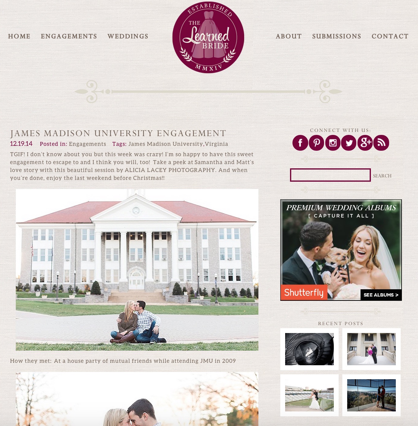 A James Madison University engagement featured on The Learned Bride.