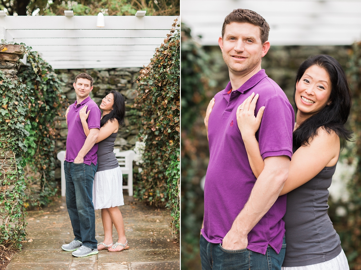 A bright and colorful sunset engagement session at Airlie Center in Warrenton, VA, complete with beautiful spring flowers!