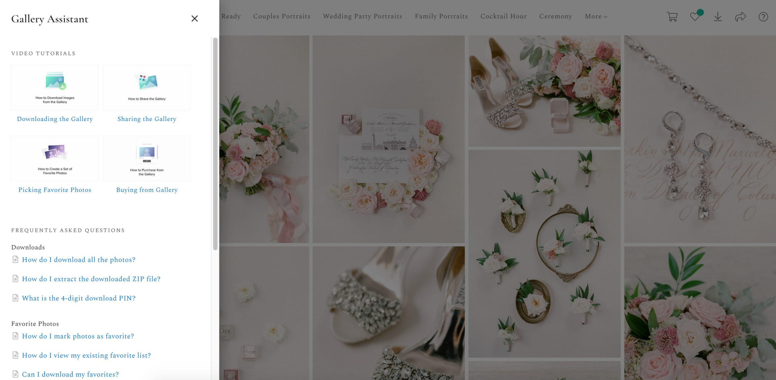 This Washington, DC wedding photographer provides detailed instructions on how clients receive and download their digital gallery.
