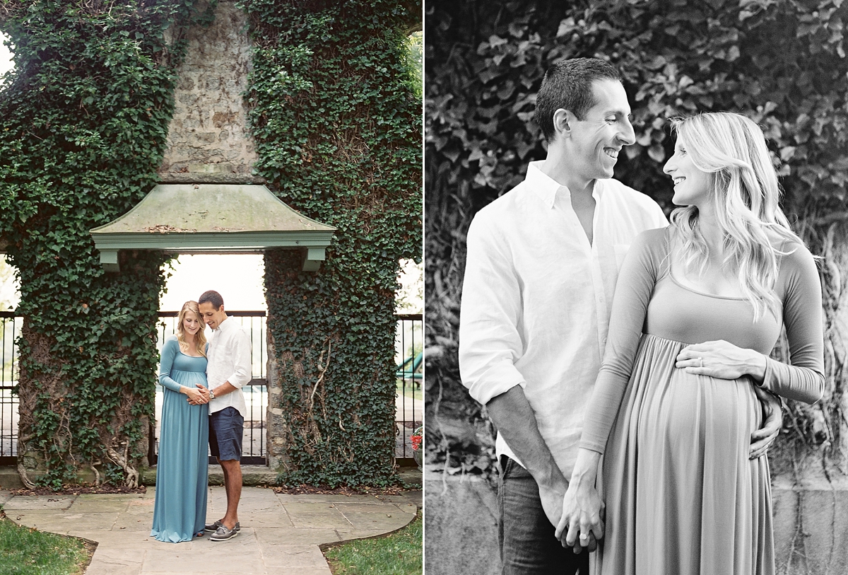 A chic and classic maternity session captured on film at Goodstone Inn in Middleburg, VA.