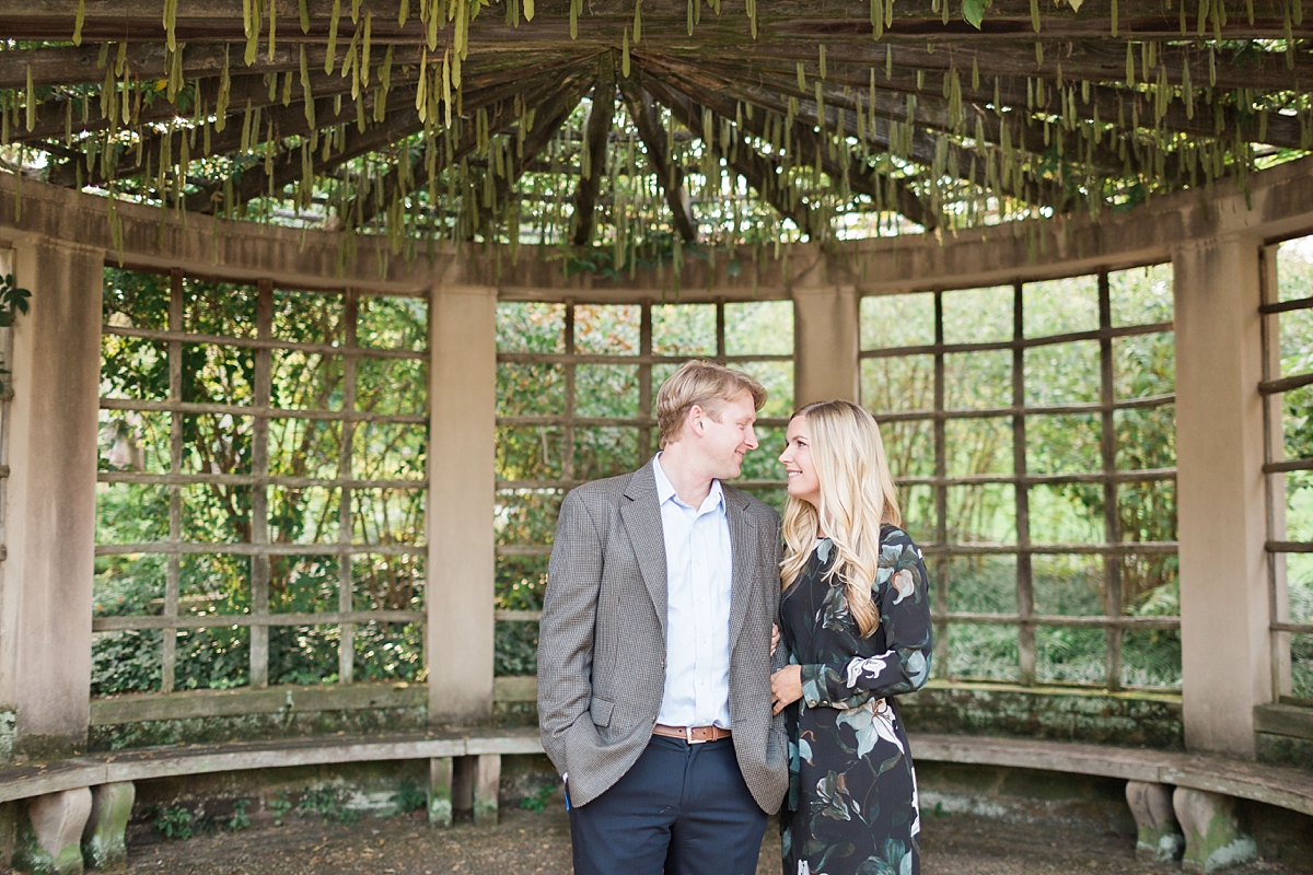 A stylish and romantic fall engagement session in the formal gardens of Dumbarton Oaks in Georgetown, Washington, DC.