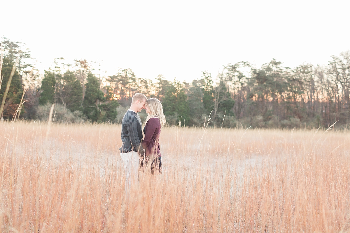 The morning frost during this romantic Manassas, Virginia sunrise engagement brought a bit of sparkle to this session.