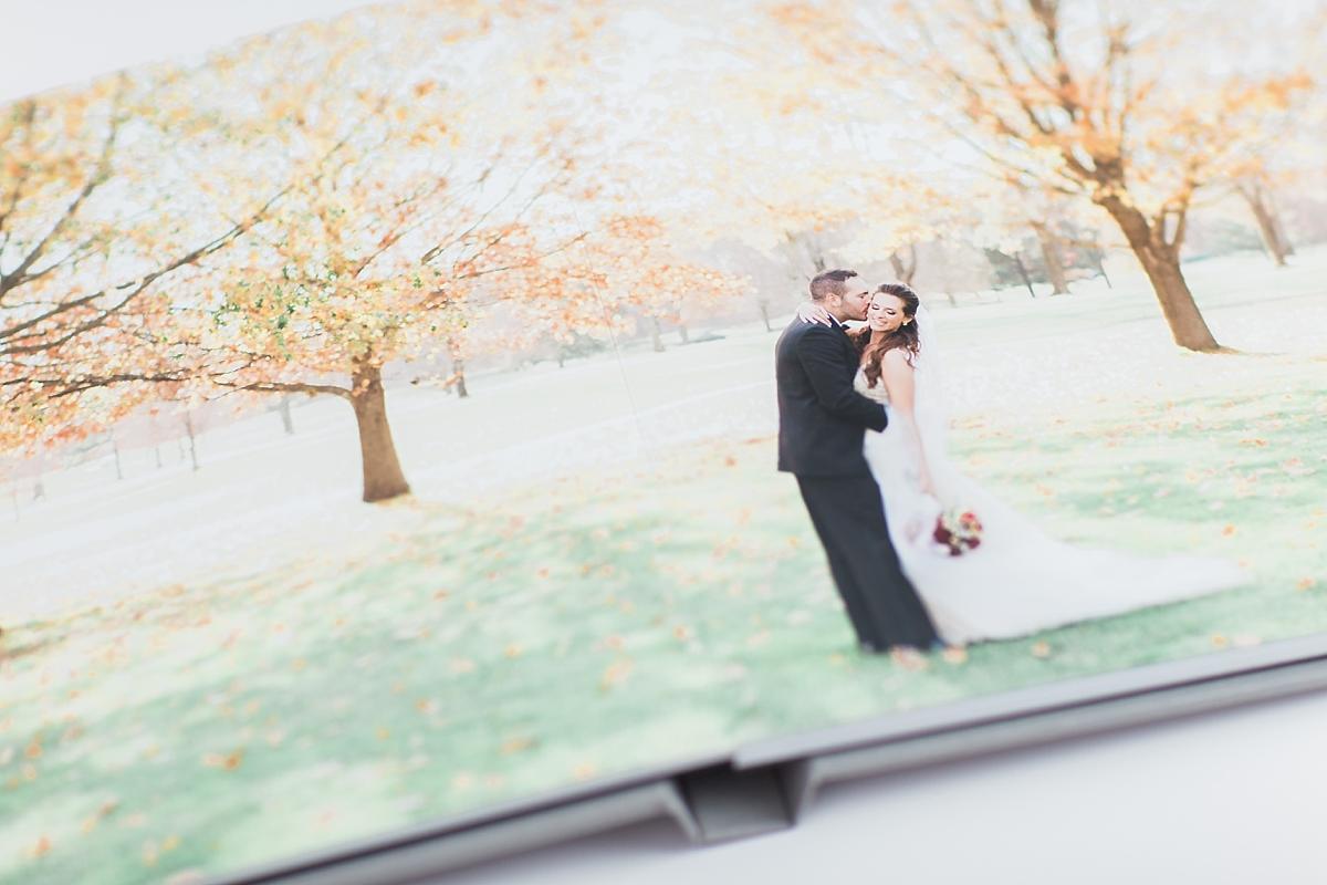A professional lay flat album designed for a wedding at The Congressional Country Club in Bethesda, MD -- just outside of Washington, DC.