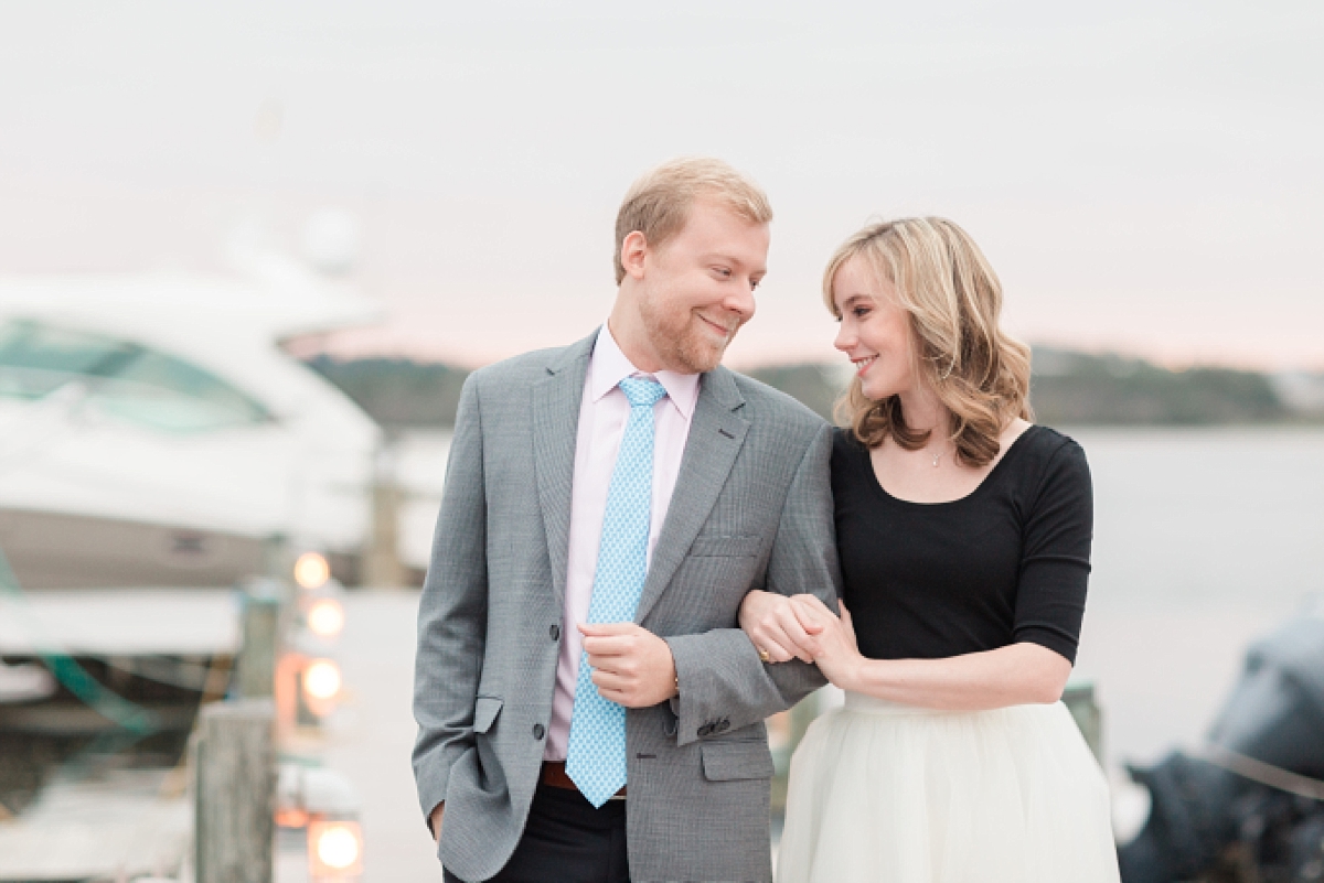 A sunrise engagement session is photographed in Old Town Alexandria, VA on the quaint cobblestone streets by Washington, DC wedding photographer, Alicia Lacey.