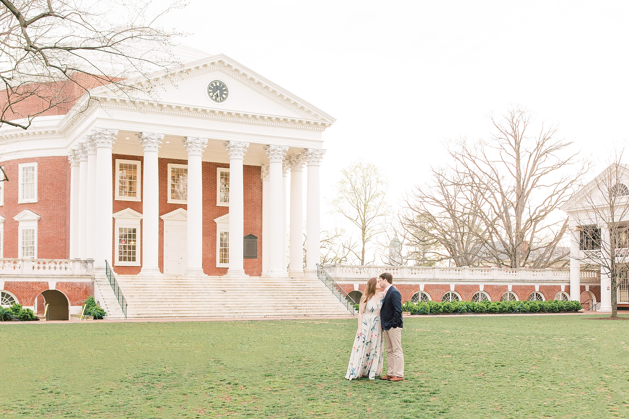 This fine art engagement session on the beautiful campus at the University of Virginia (UVA) includes the Rotunda, gardens, and other historic sites.  