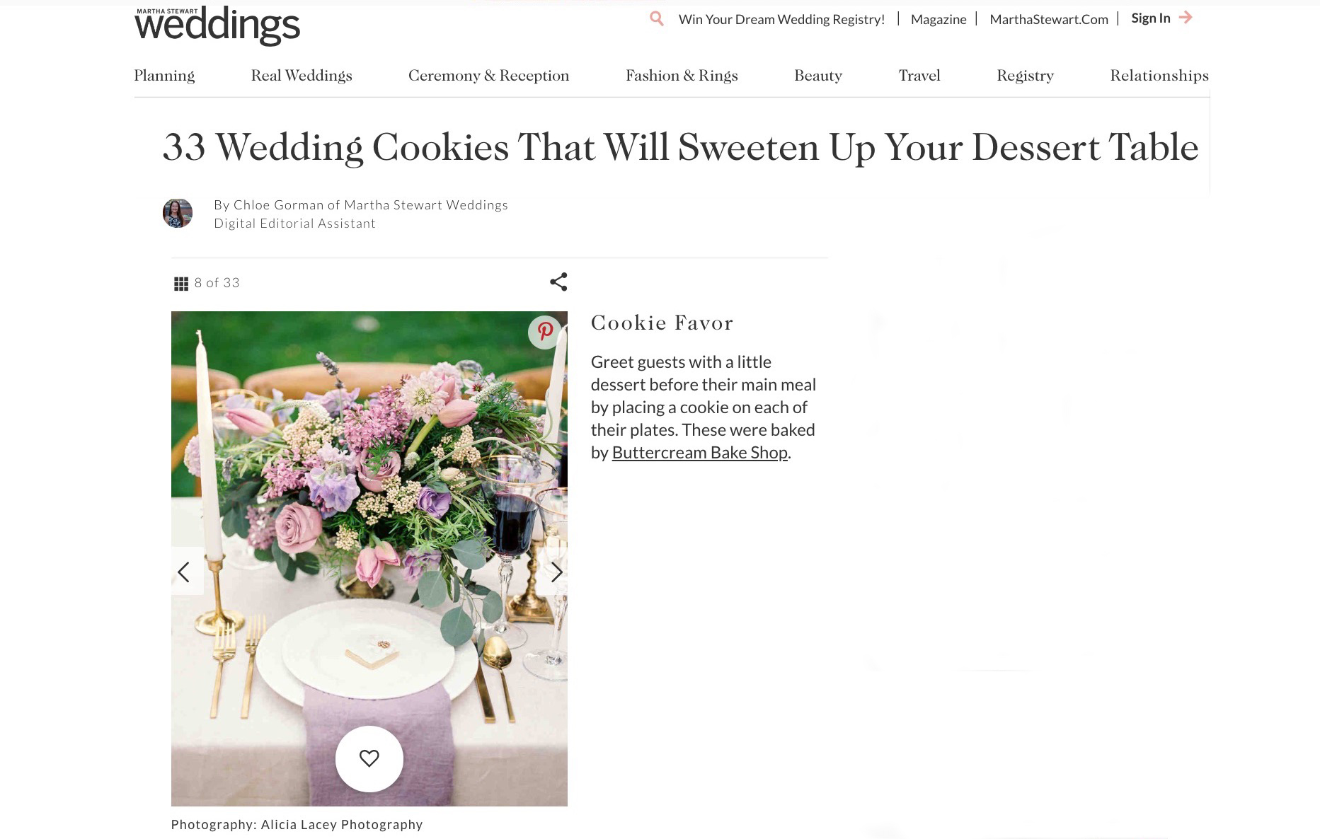 Martha Stewart Weddings featured 33 images of wedding cookie inspiration, including one by this Washington, DC-based wedding photographer at Tudor Place.