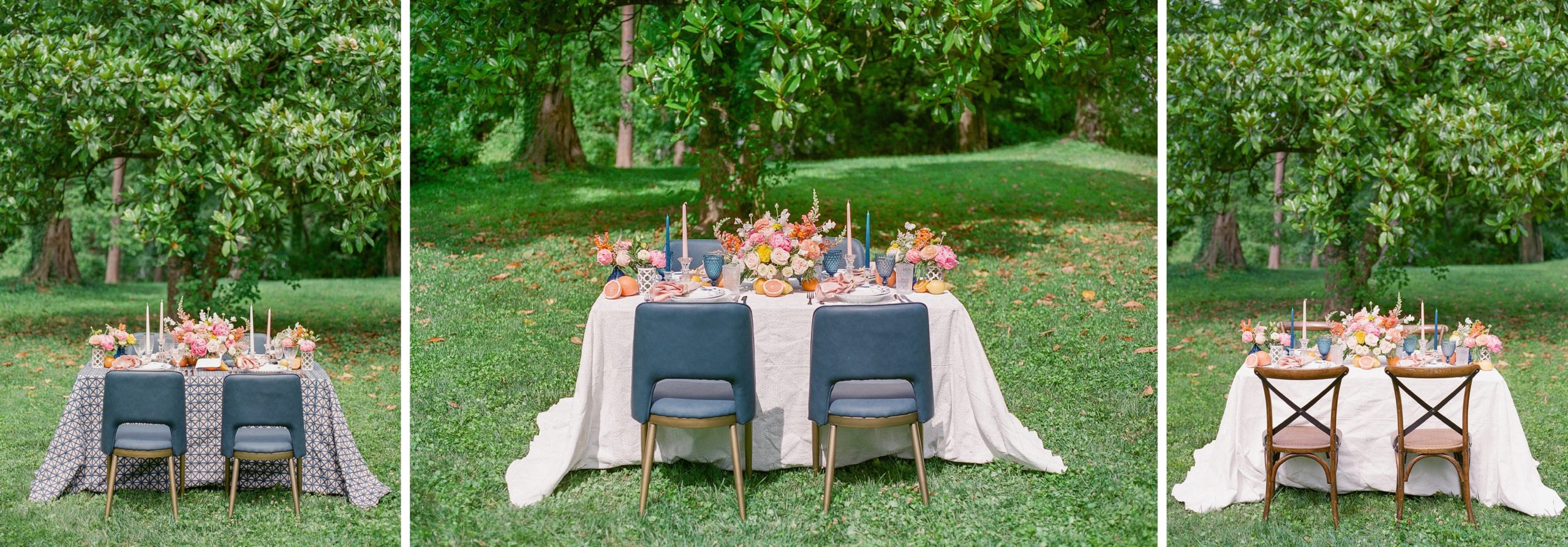 This citrus inspired wedding decor was photographed on film by Washington, DC wedding photographer, Alicia Lacey at a private residence.