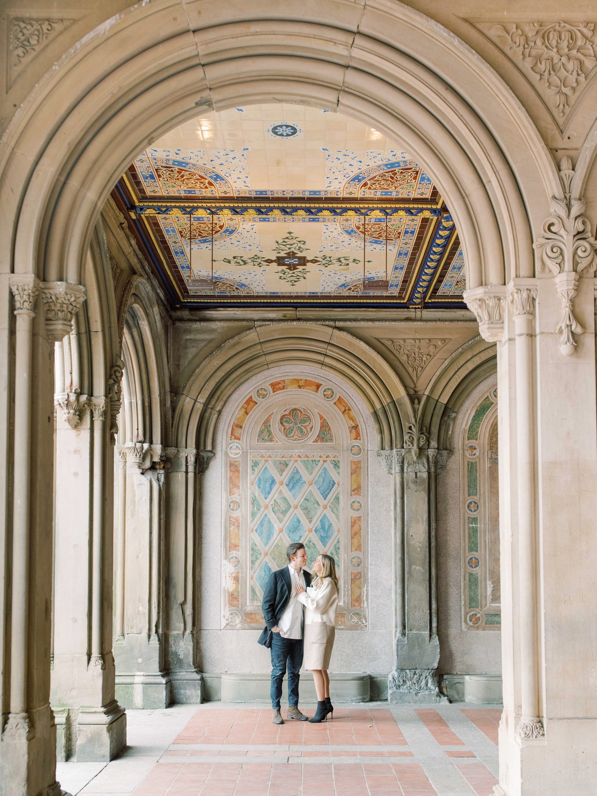 Couple at the Bethesda Terrace Arcade in Central Park