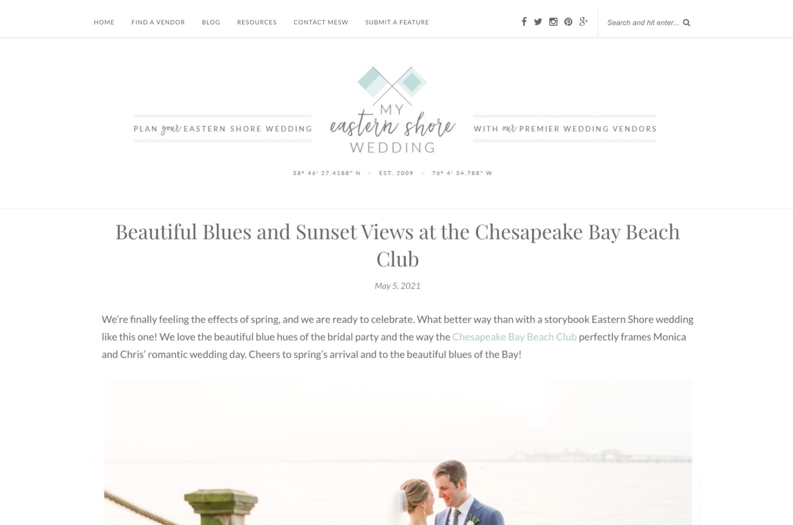 This spring Chesapeake Bay Beach Club wedding captured by Alicia Lacey is featured on the blog, My Eastern Shore Wedding.